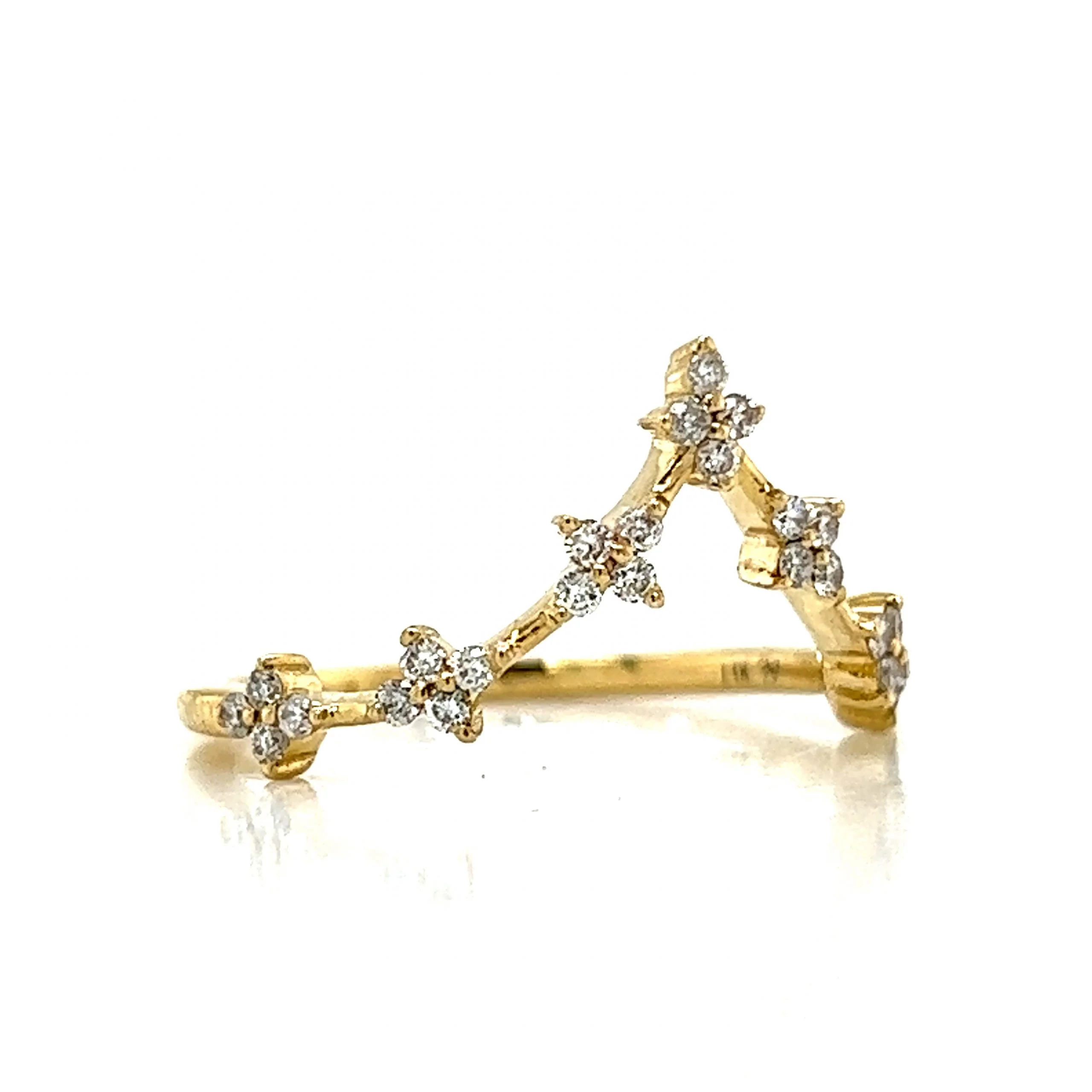 Contoured Cluster Diamond Wedding Band in 14k Yellow Gold - Image 3