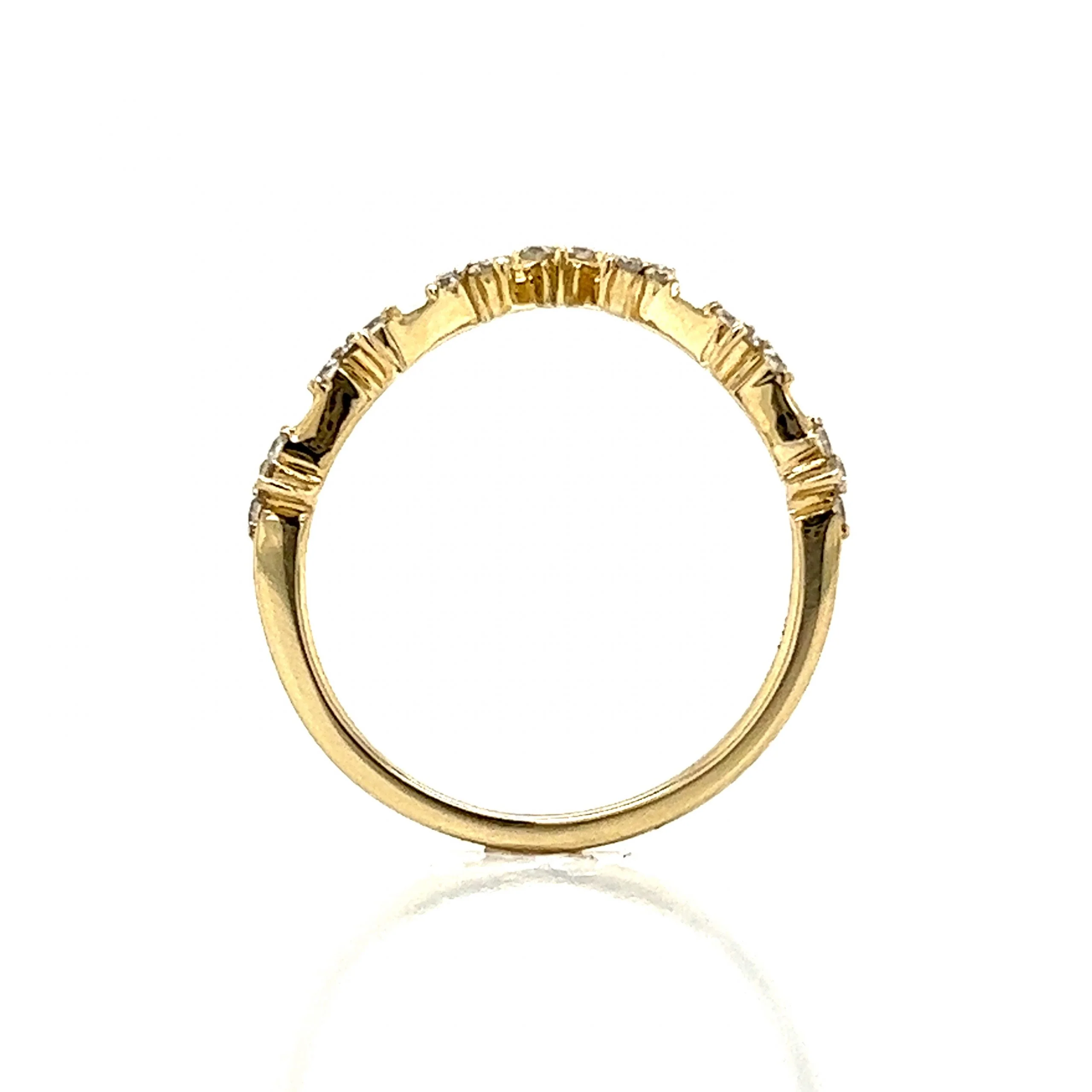 Contoured Cluster Diamond Wedding Band in 14k Yellow Gold - Image 4