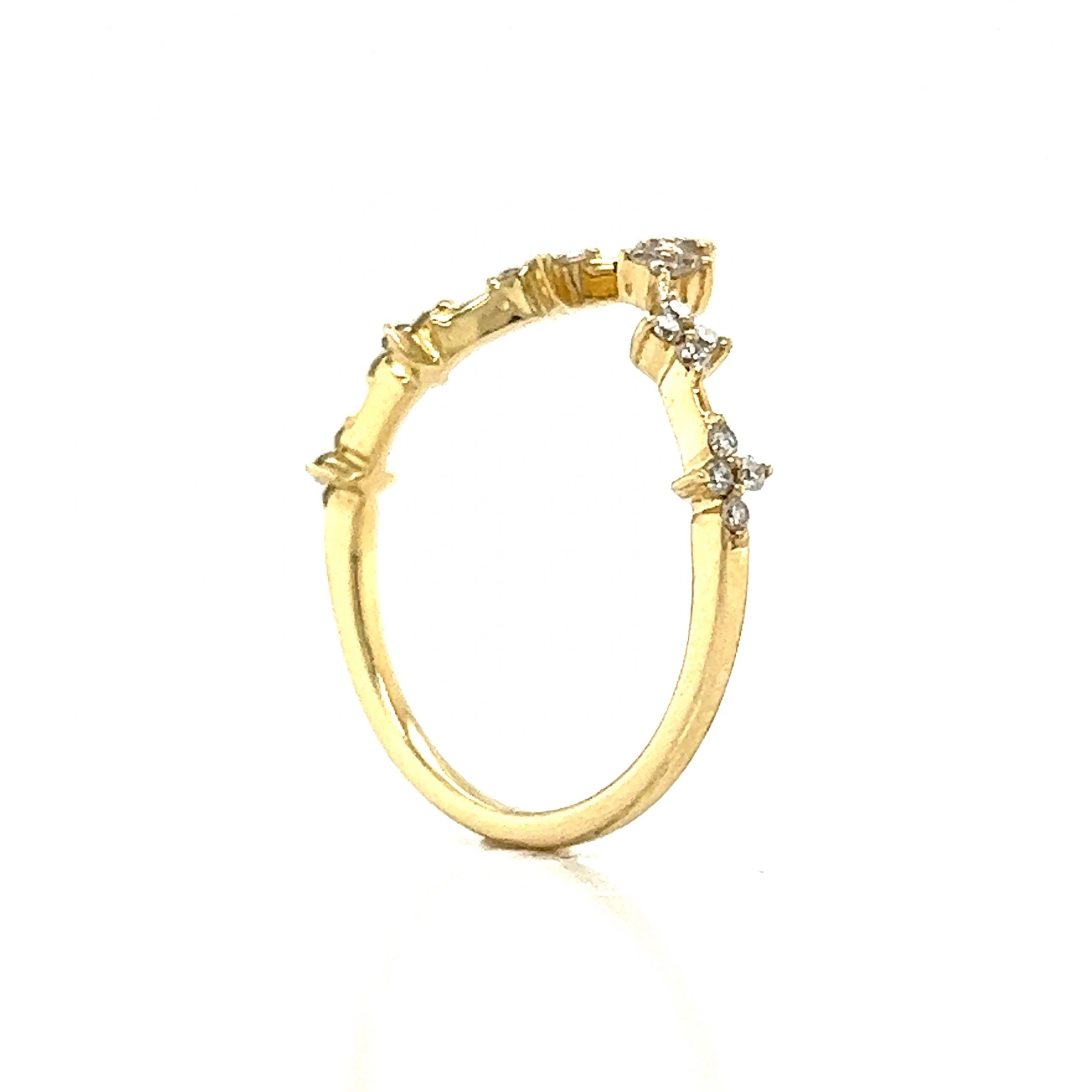 Contoured Cluster Diamond Wedding Band in 14k Yellow Gold - Image 5