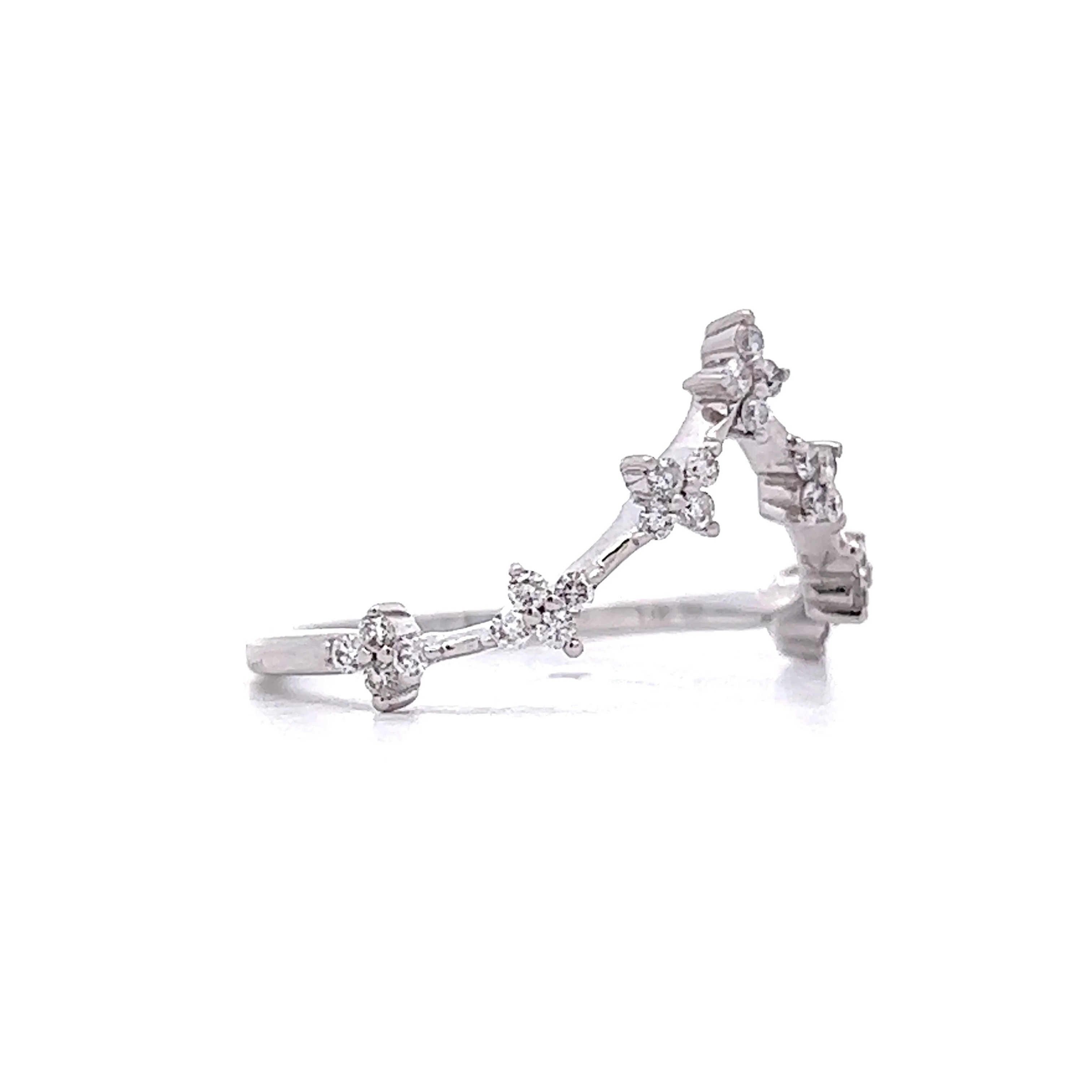 Contoured Diamond Cluster Wedding Band in 14k White Gold - Image 3