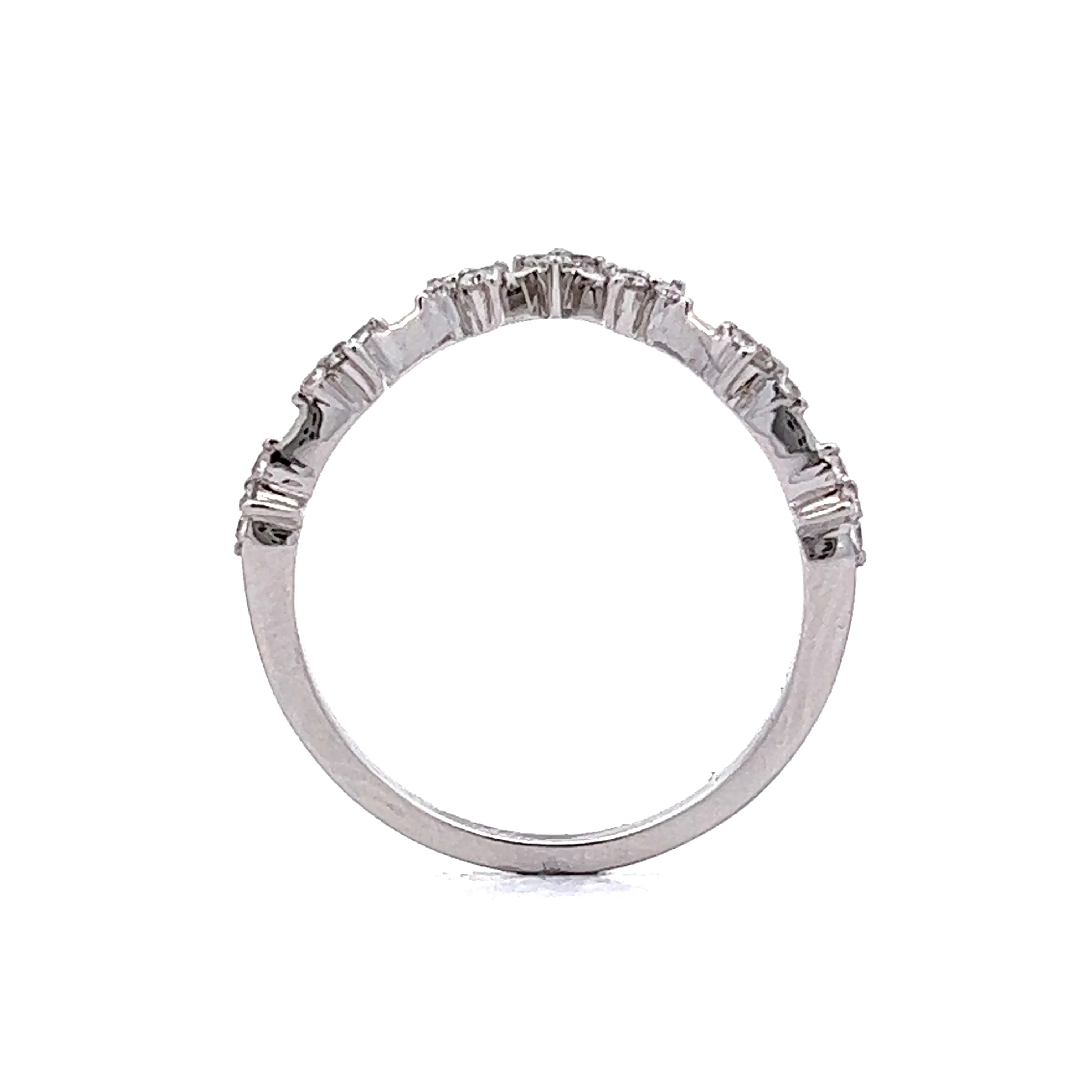 Contoured Diamond Cluster Wedding Band in 14k White Gold - Image 4