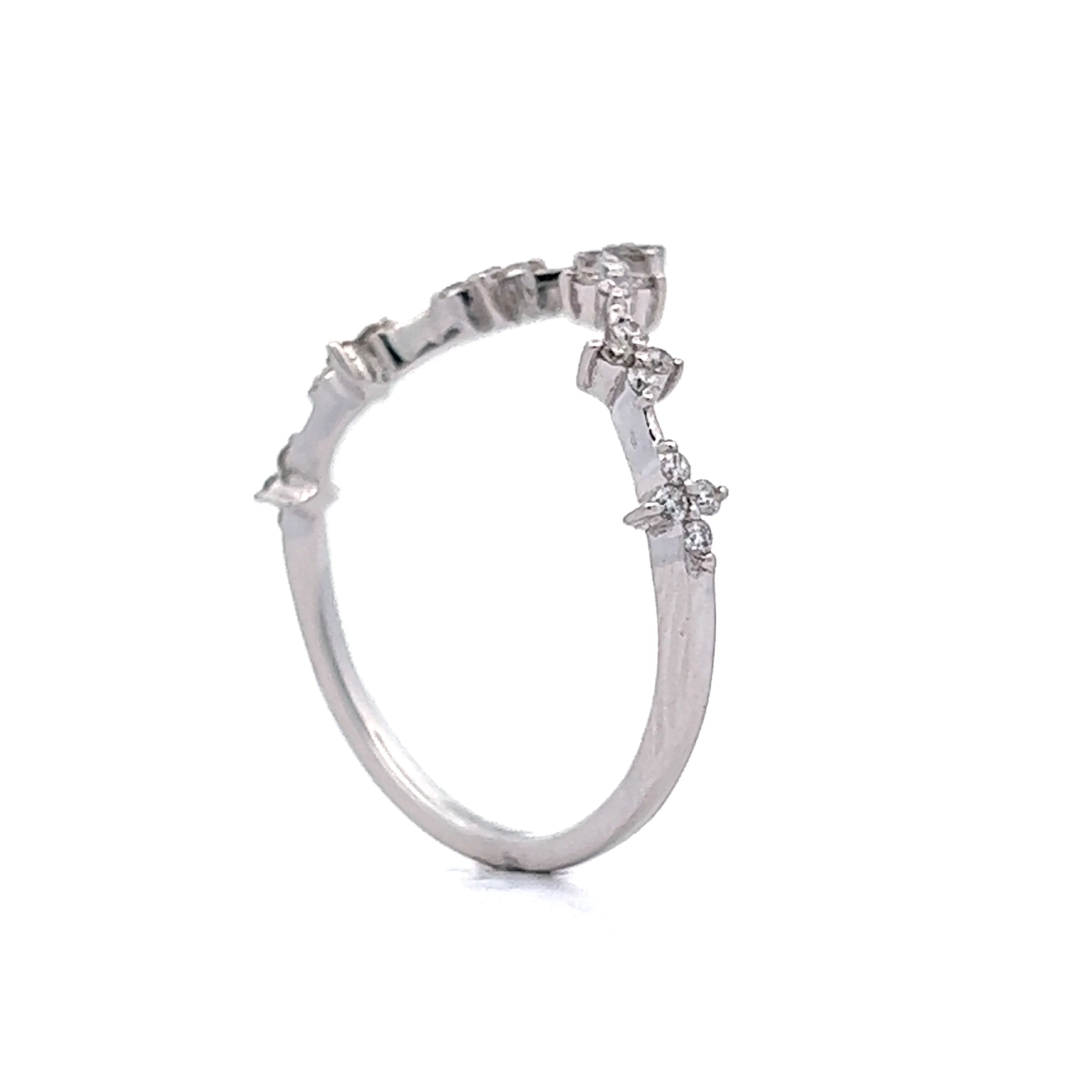 Contoured Diamond Cluster Wedding Band in 14k White Gold - Image 5