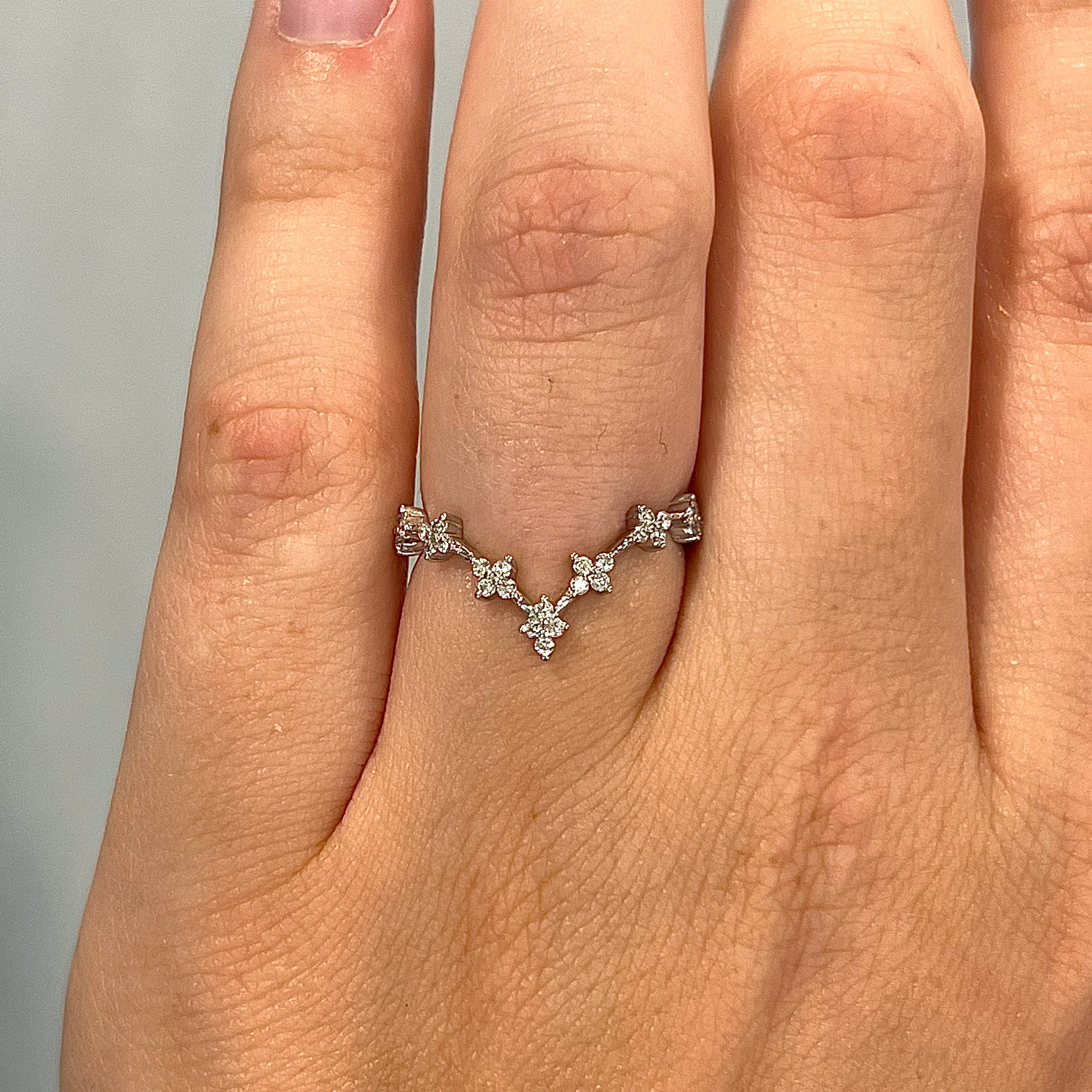 Contoured Diamond Cluster Wedding Band in 14k White Gold - Image 6