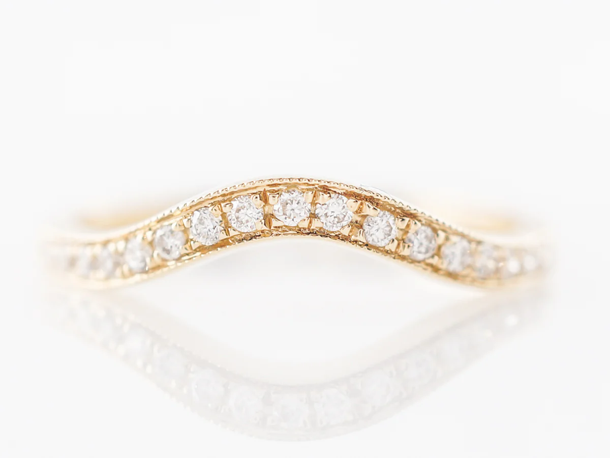 Contoured Diamond Wedding Band in 14k Yellow Gold