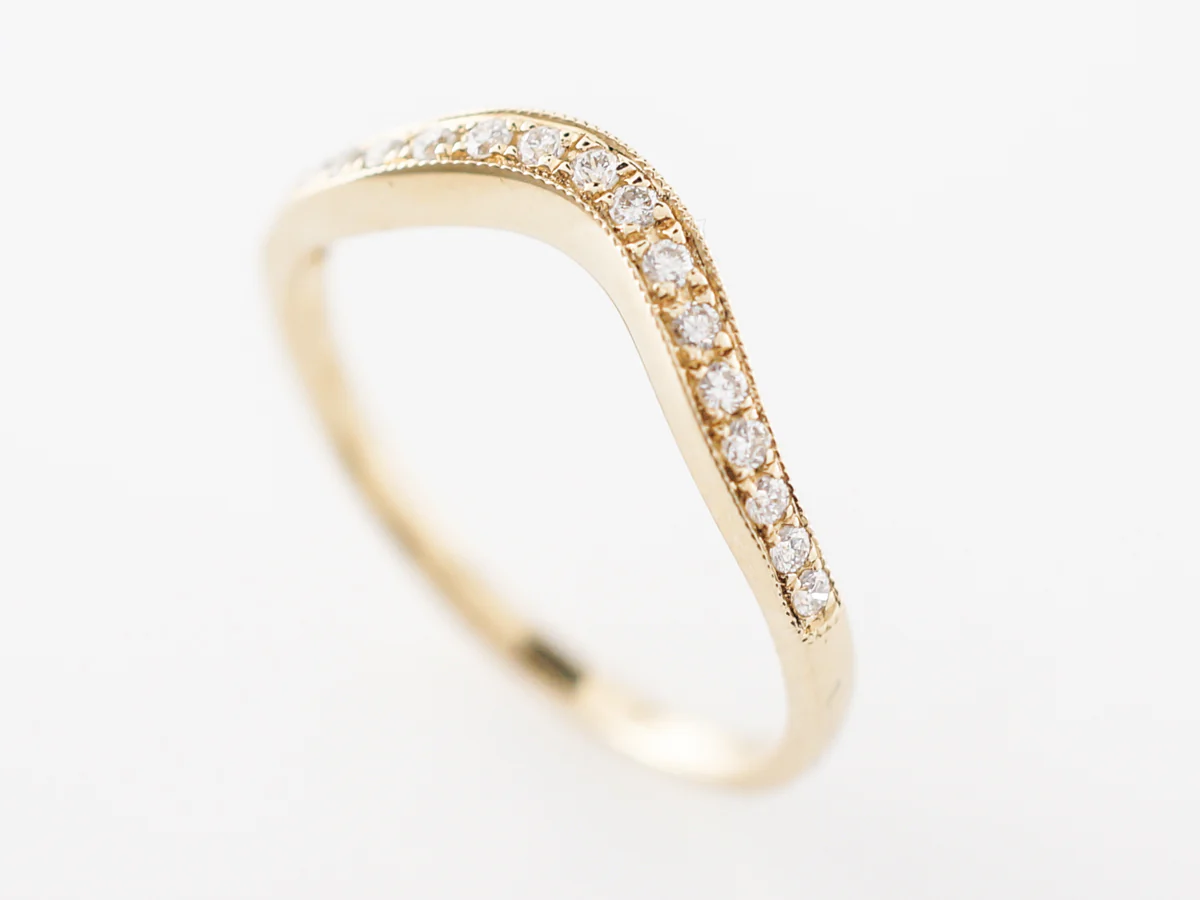 Contoured Diamond Wedding Band in 14k Yellow Gold - Image 5