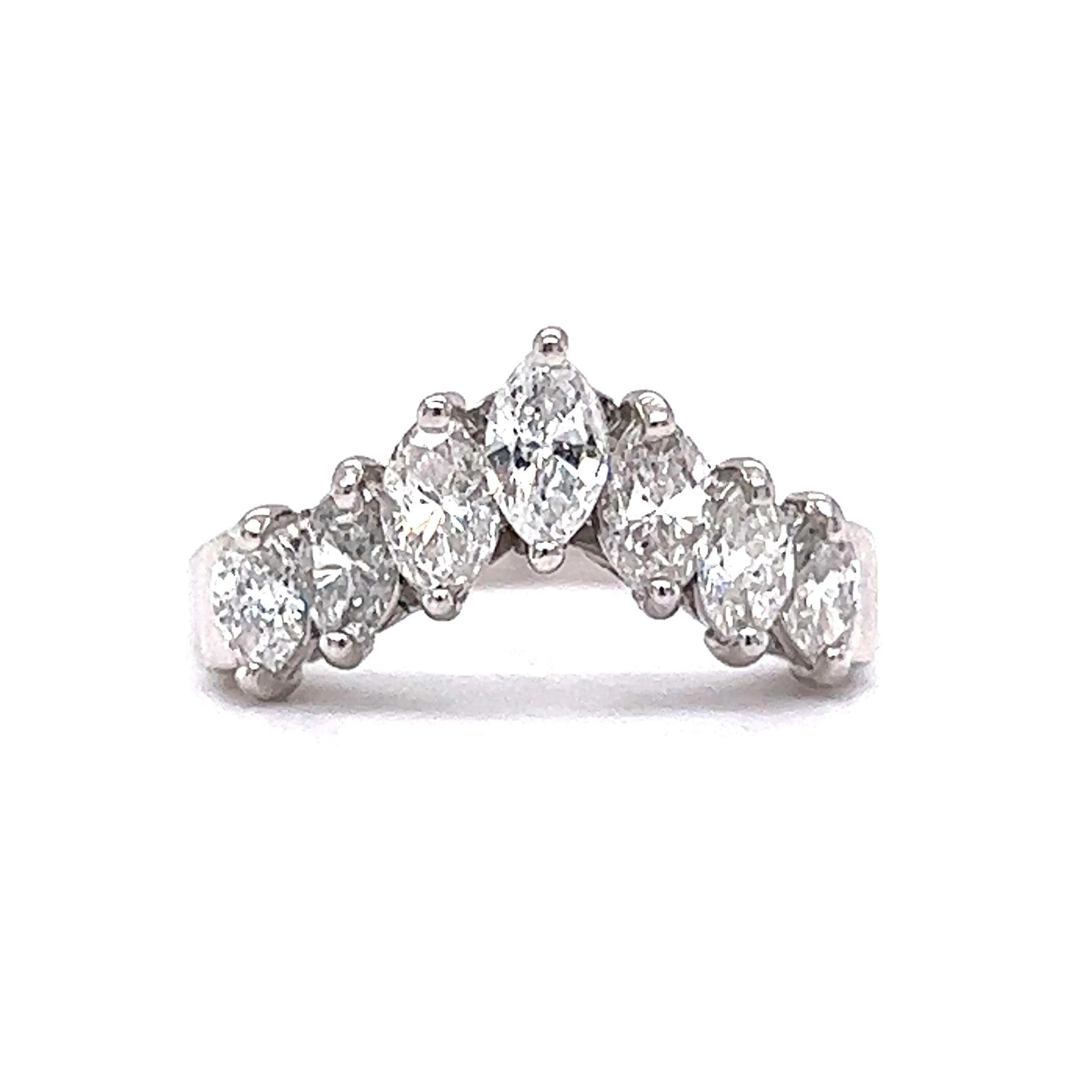 Contoured Marquise Cut Diamond Wedding Band in Platinum