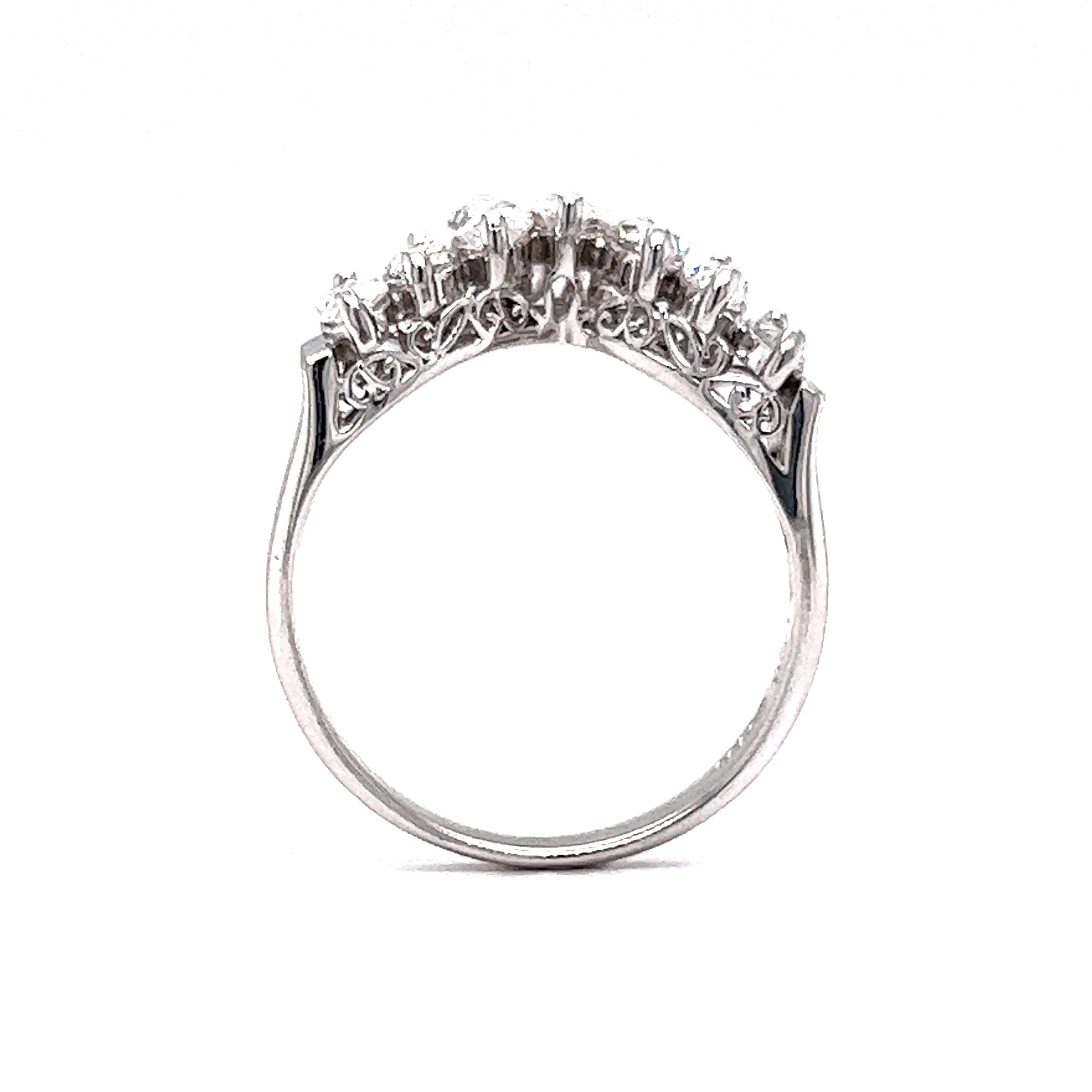 Contoured Marquise Cut Diamond Wedding Band in Platinum - Image 4