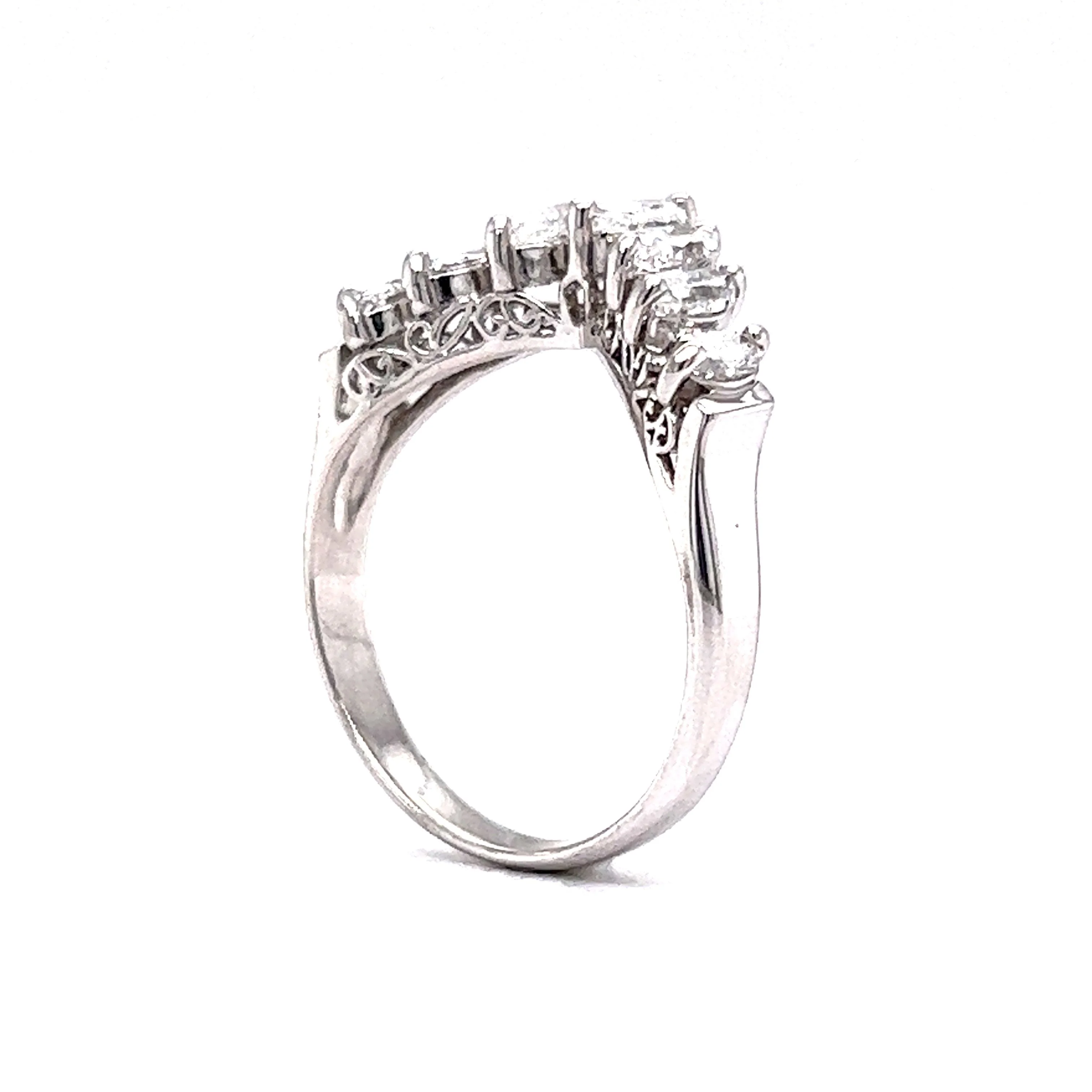 Contoured Marquise Cut Diamond Wedding Band in Platinum - Image 5