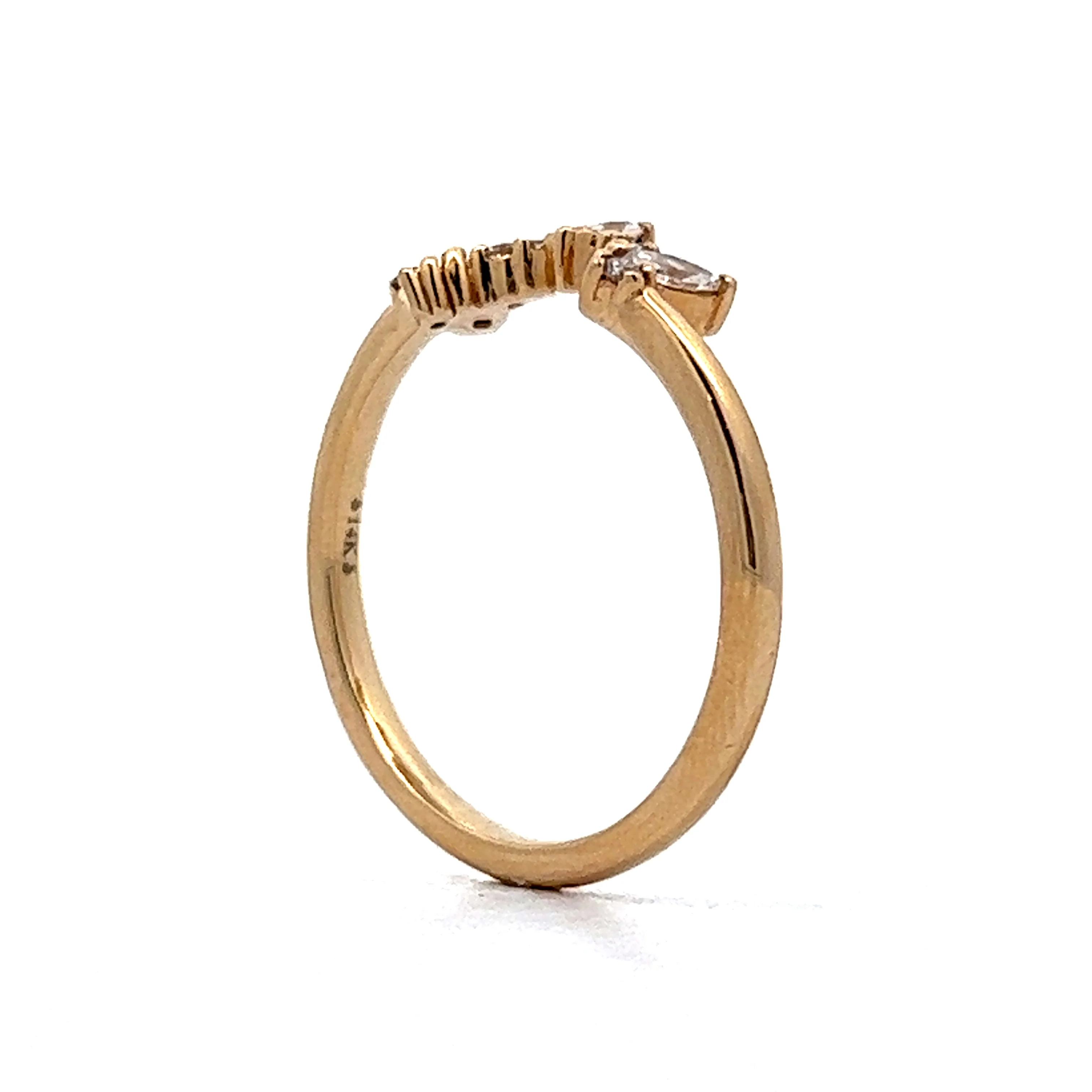Contoured Marquise & Round Brilliant Diamond Wedding Band in 14k - Image 5