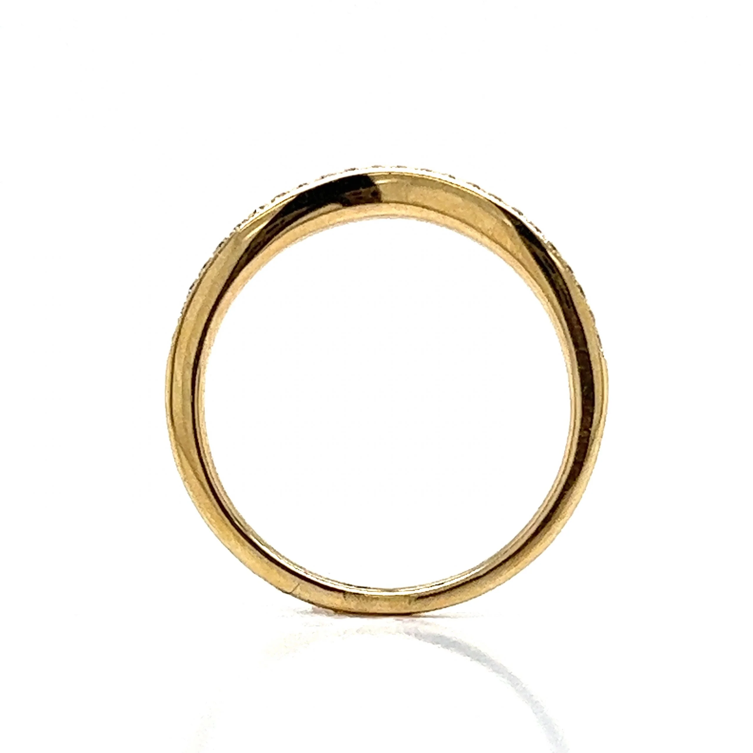 Contoured Milgrain Diamond Wedding Band in 14k Yellow Gold - Image 4