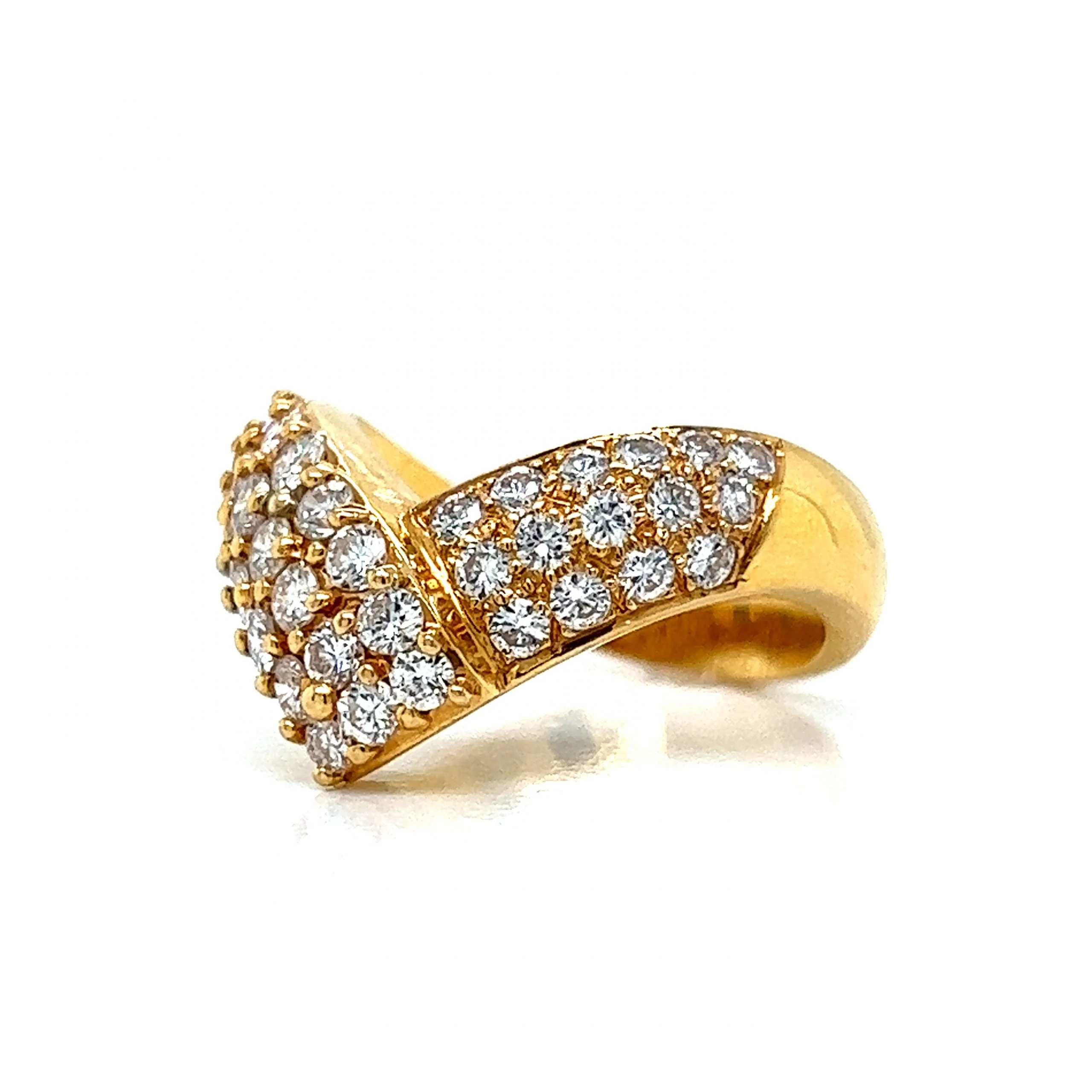 Contoured Pave Diamond Cocktail Ring 18k Yellow Gold - Image 2