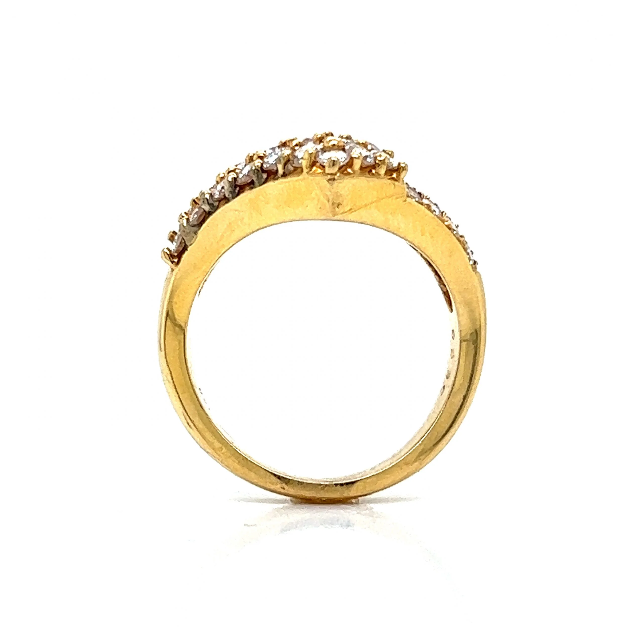 Contoured Pave Diamond Cocktail Ring 18k Yellow Gold - Image 4