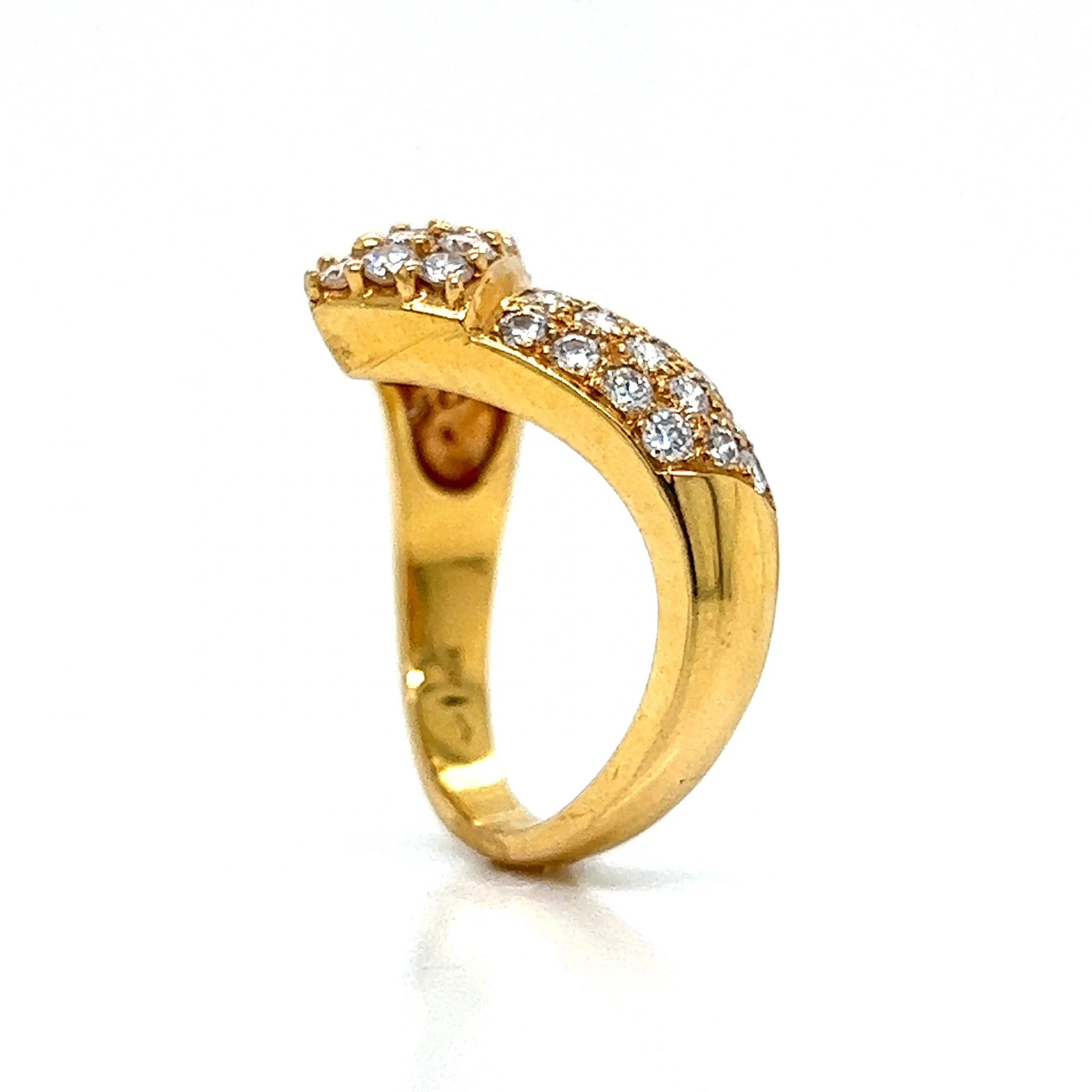 Contoured Pave Diamond Cocktail Ring 18k Yellow Gold - Image 5