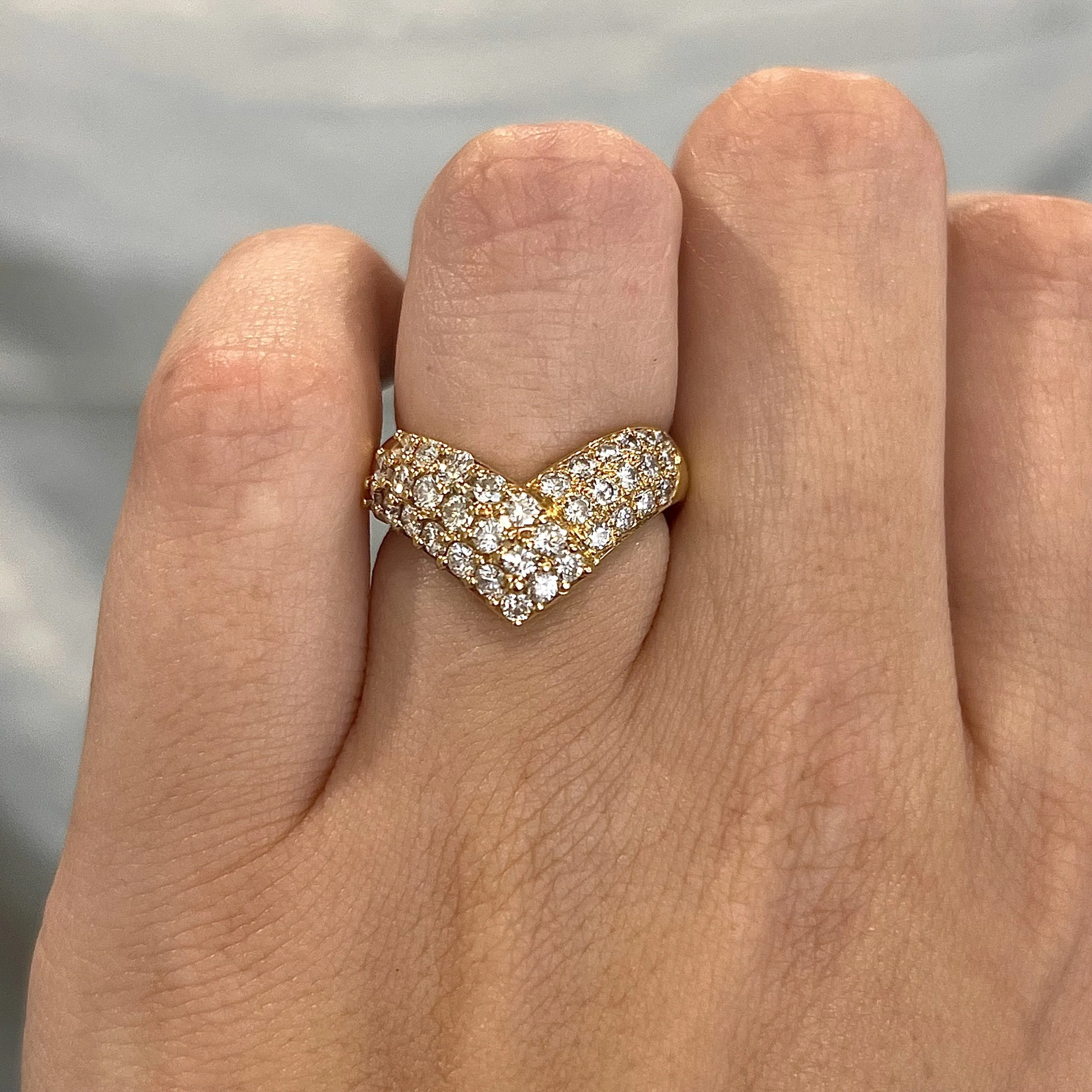 Contoured Pave Diamond Cocktail Ring 18k Yellow Gold - Image 6