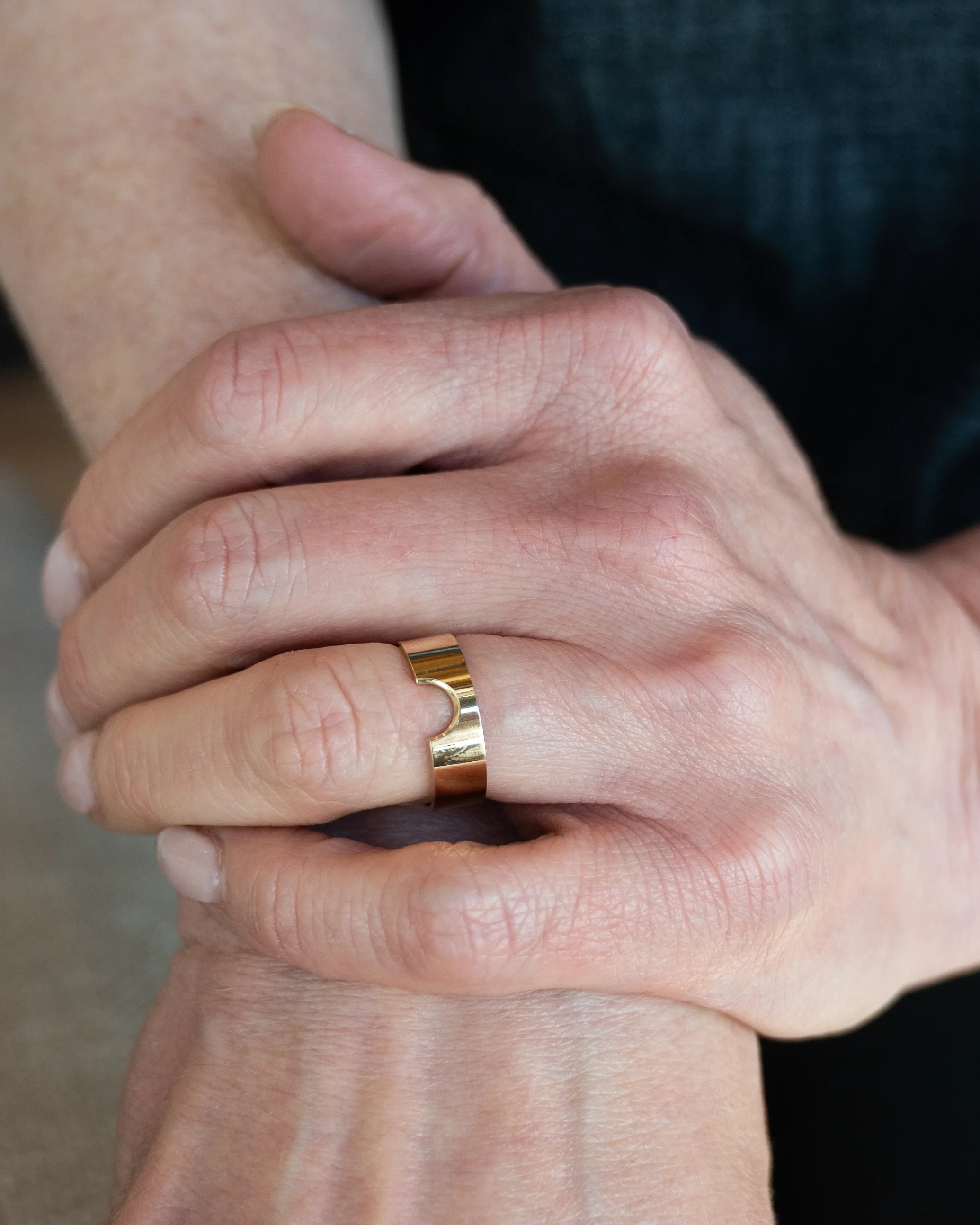 Contoured Stacking Wedding Band 14k Yellow Gold - Image 7