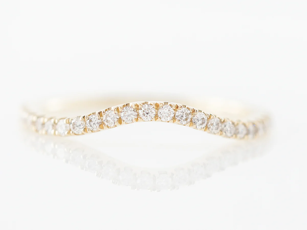 Contoured Wedding Band w/ Diamonds in Yellow Gold