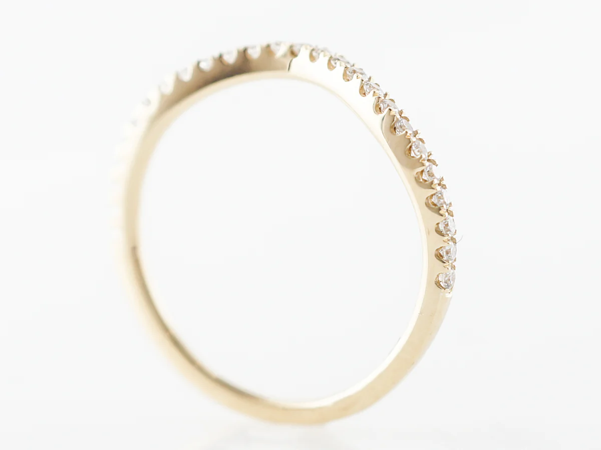 Contoured Wedding Band w/ Diamonds in Yellow Gold - Image 4