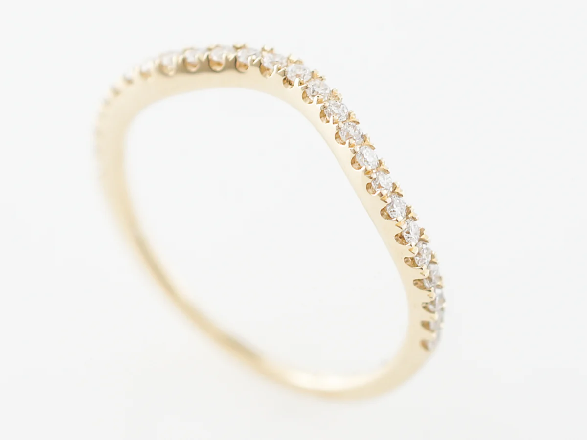 Contoured Wedding Band w/ Diamonds in Yellow Gold - Image 5