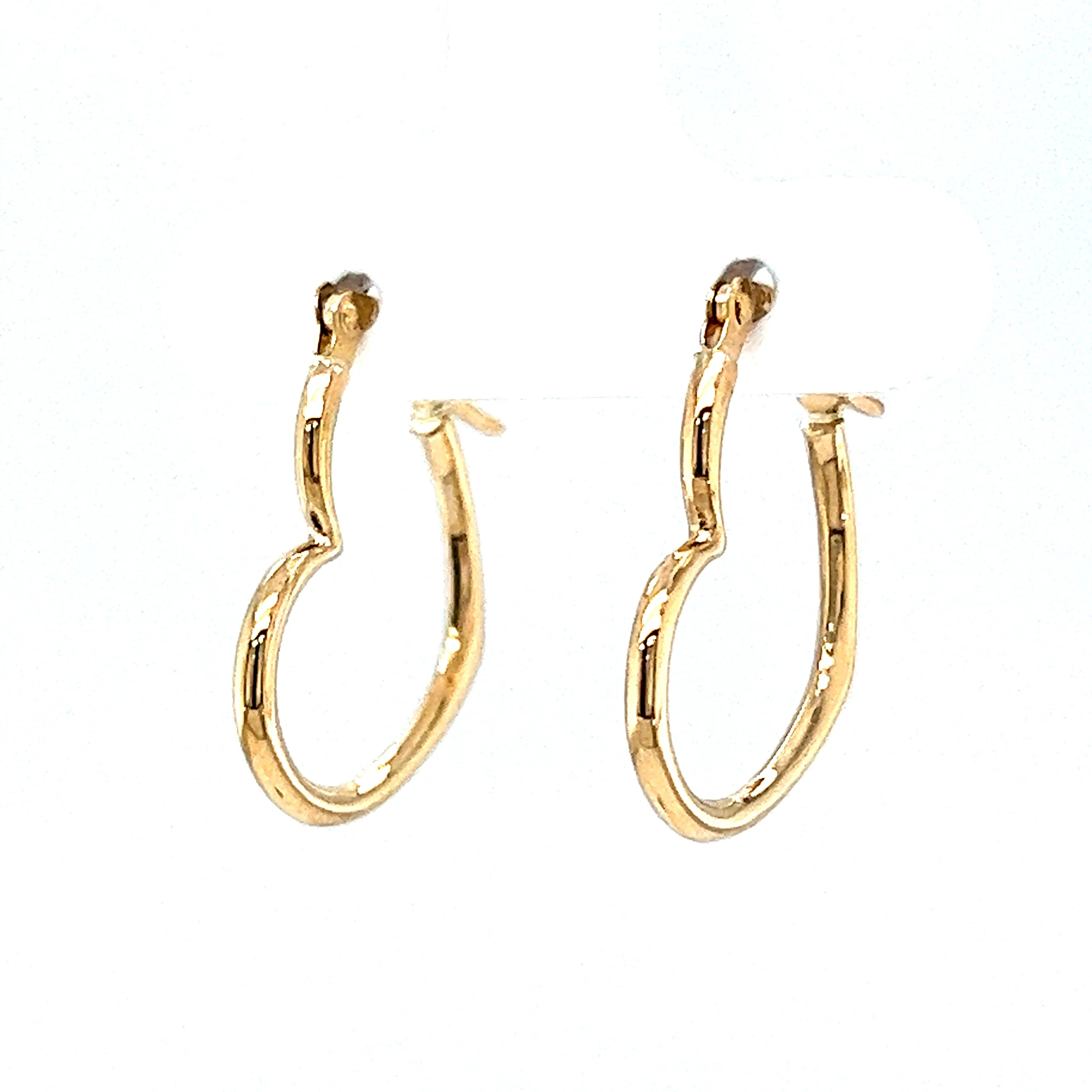 Heart Shaped Hoop Earrings in 14k Yellow Gold - Image 2