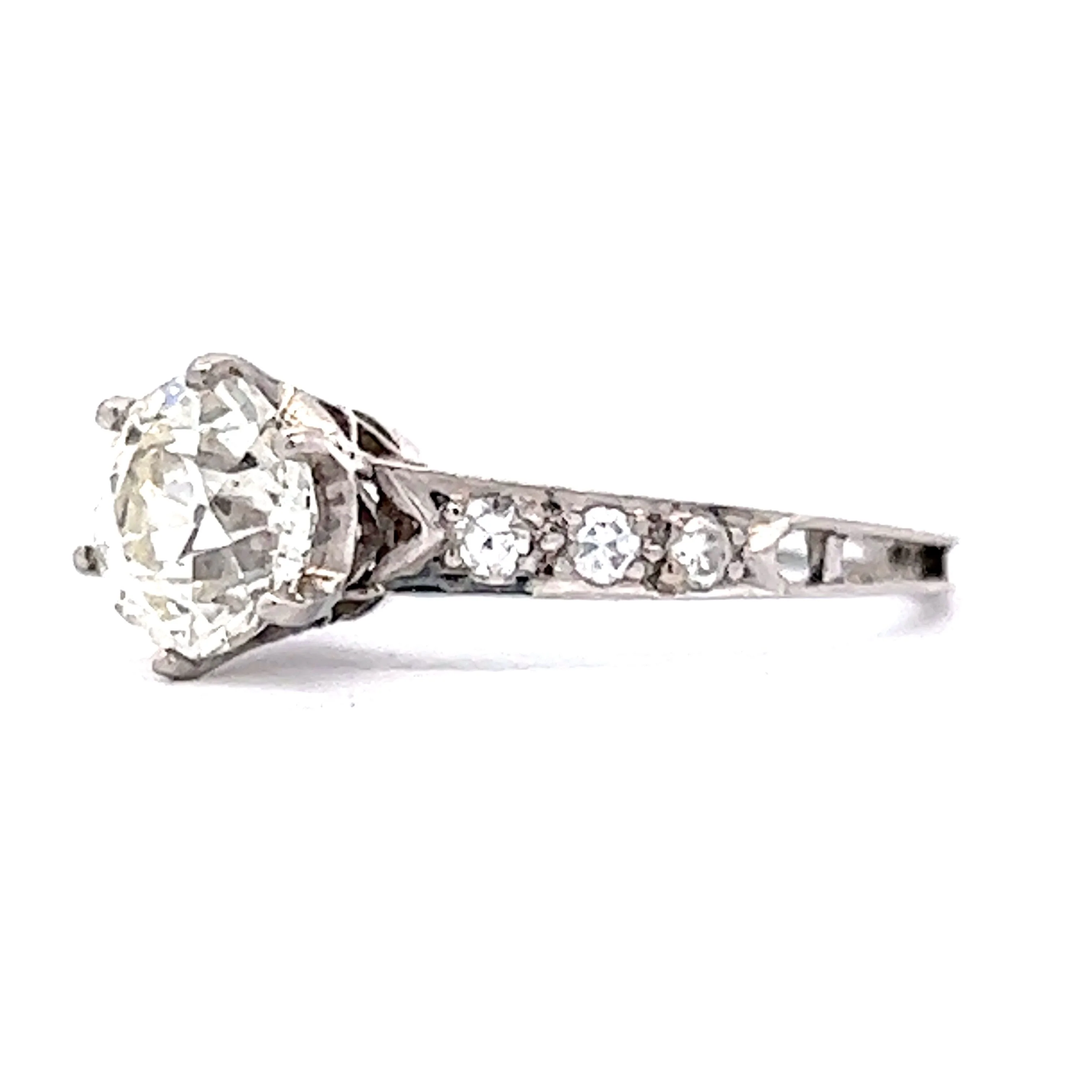 Crown Basket Antique Solitaire Diamond Engagement Ring - Image 2