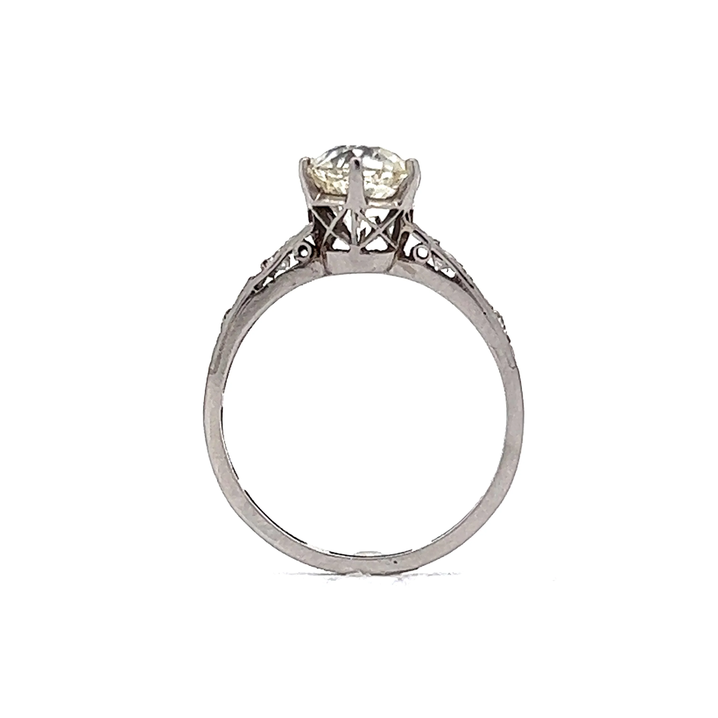 Crown Basket Antique Solitaire Diamond Engagement Ring - Image 4