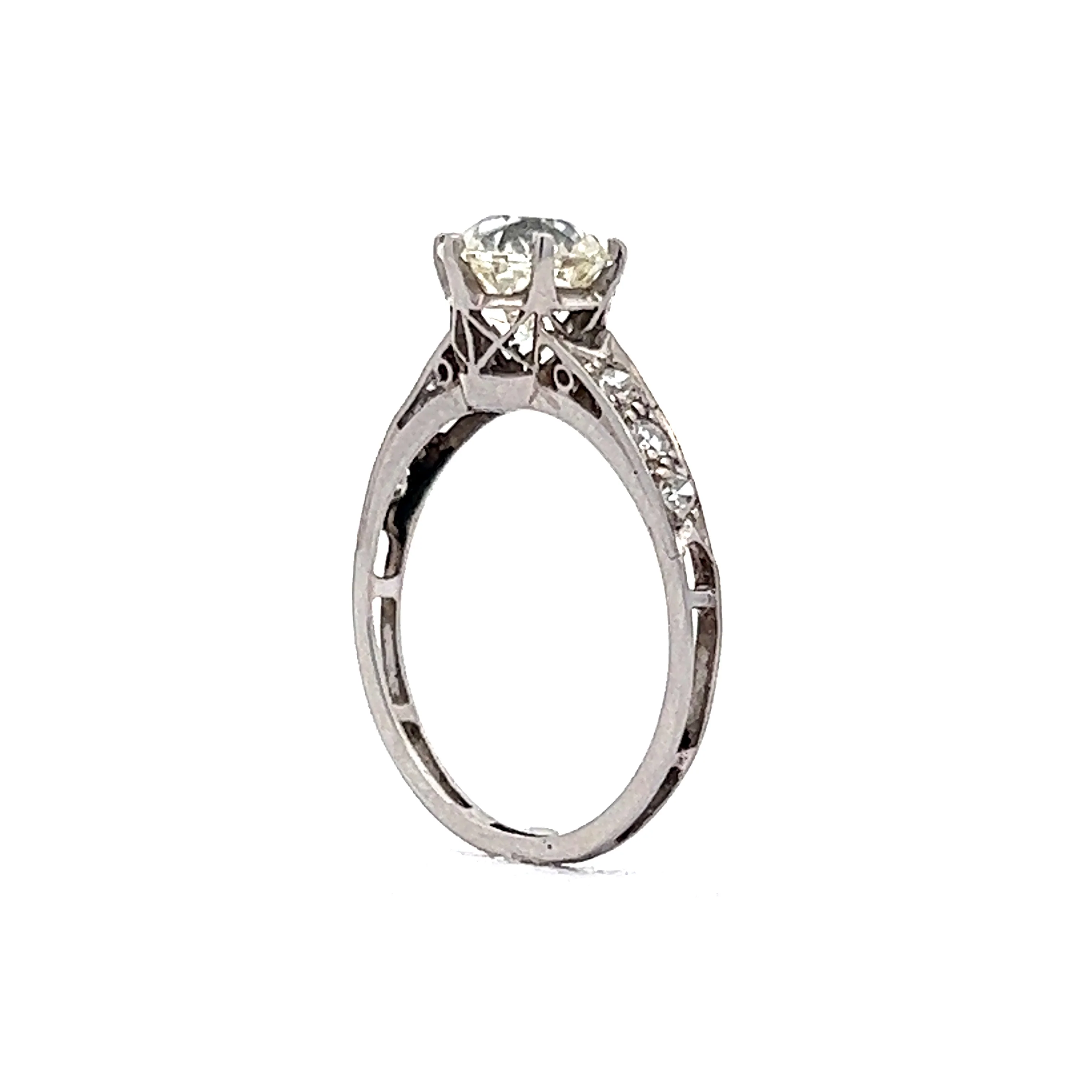Crown Basket Antique Solitaire Diamond Engagement Ring - Image 5