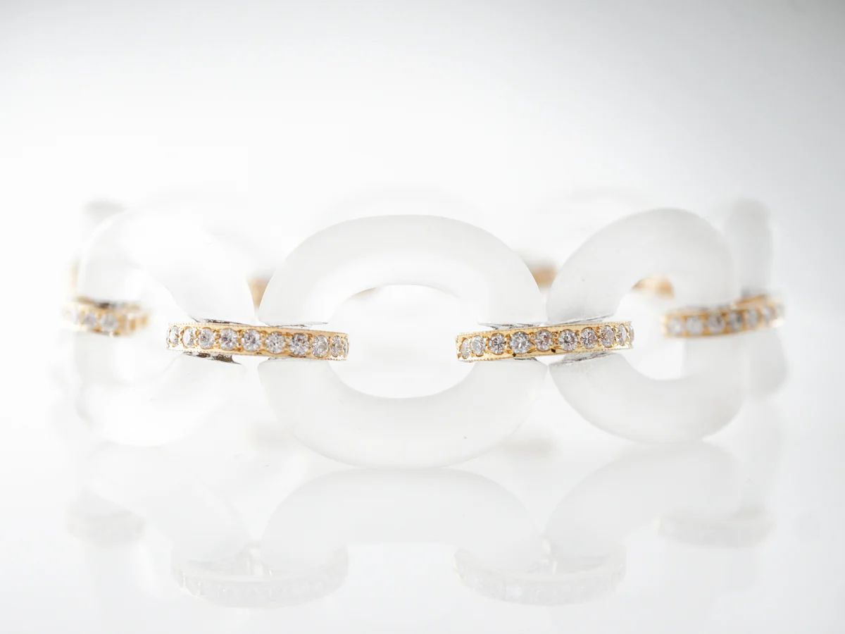 Crystal & Diamond Bracelet in 14k Yellow Gold - Image 2