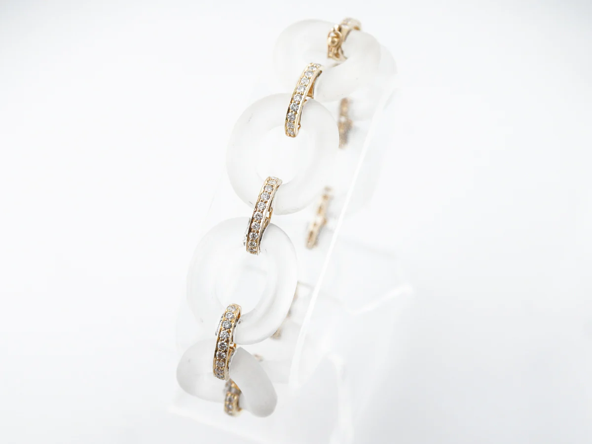 Crystal & Diamond Bracelet in 14k Yellow Gold - Image 4
