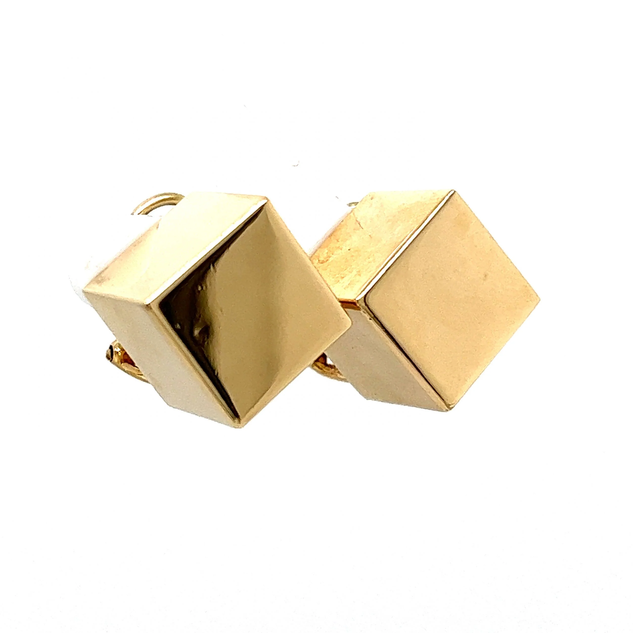 Cube Stud Earrings in 14k Yellow Gold - Image 3