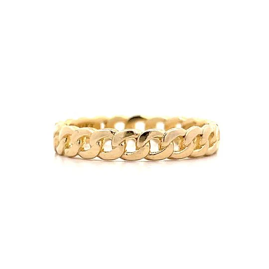 Curb Link Chain Stacking Ring in 14k Yellow Gold - Image 2