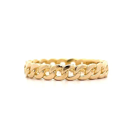 Curb Link Chain Stacking Ring in 14k Yellow Gold - Image 3