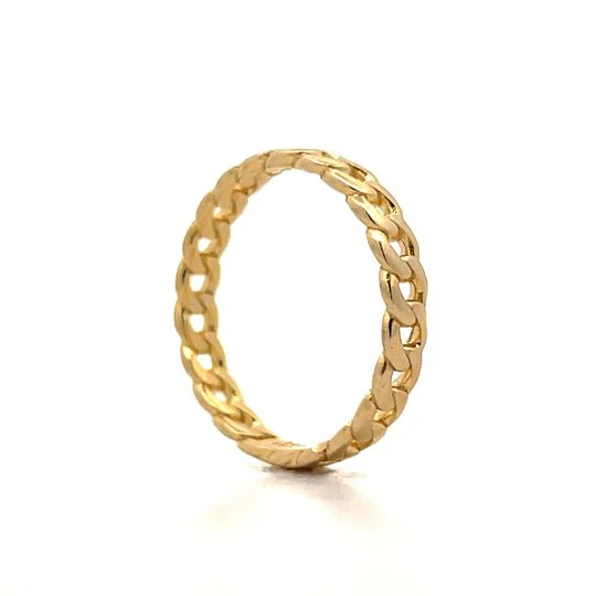 Curb Link Chain Stacking Ring in 14k Yellow Gold - Image 5