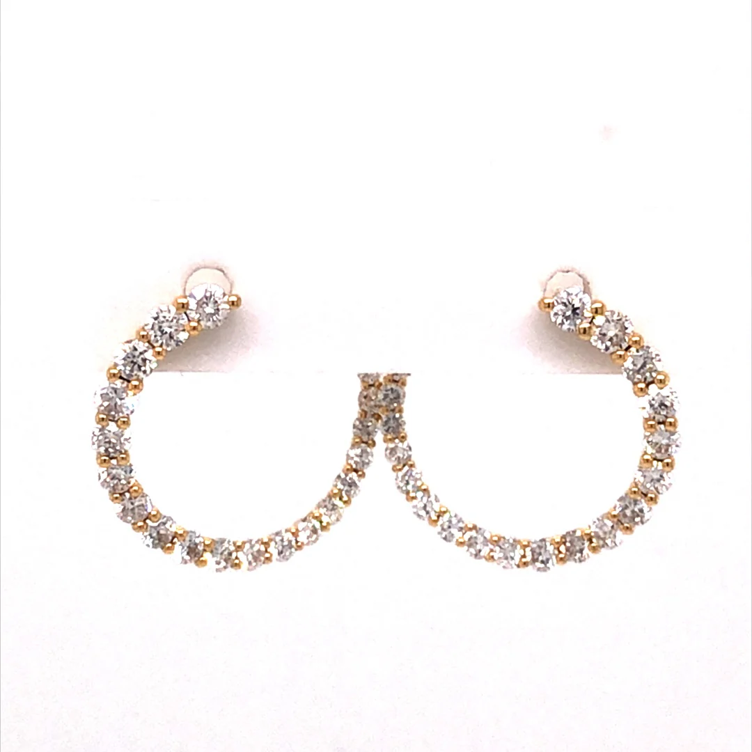 Curved Diamond Stud Earrings in 18k Yellow Gold