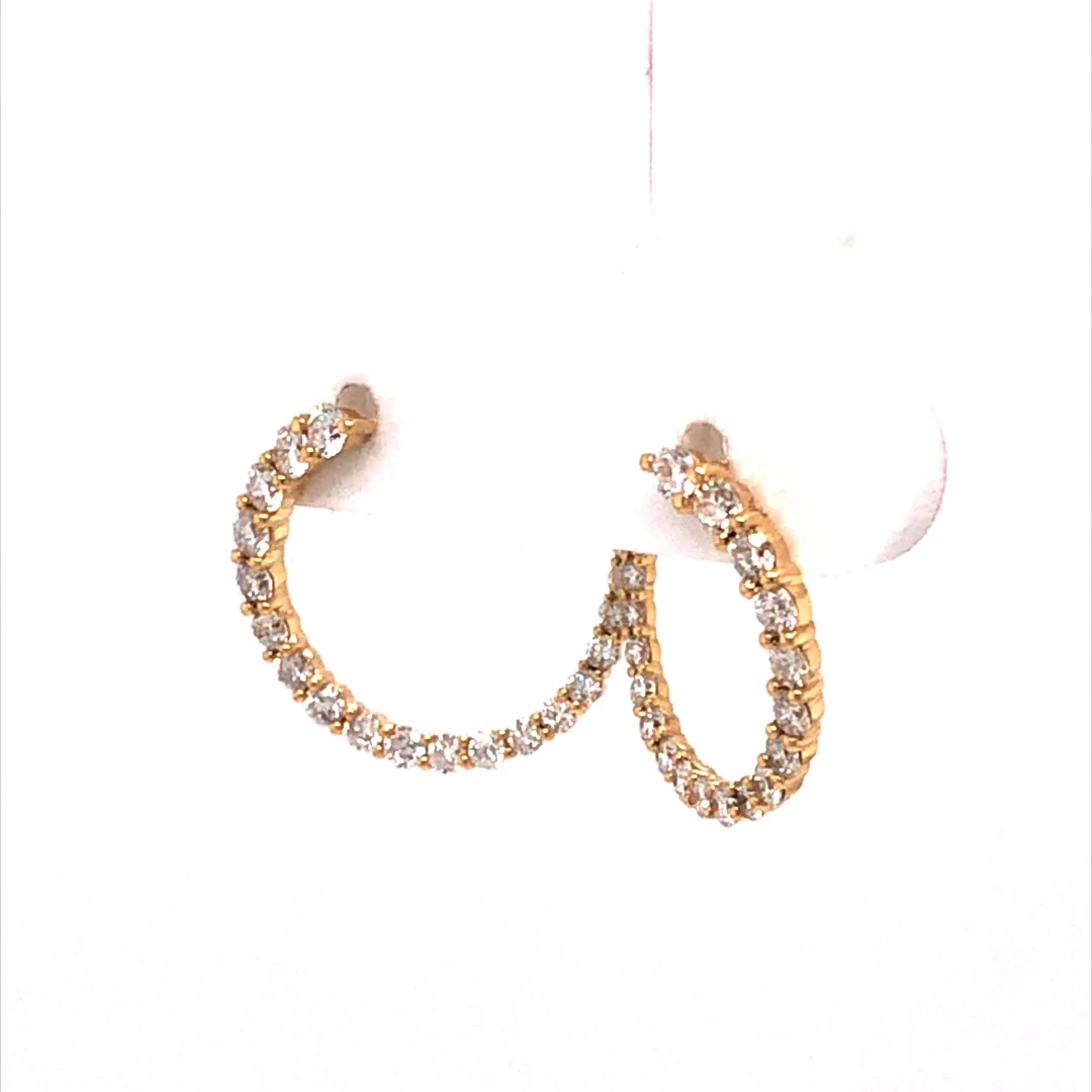 Curved Diamond Stud Earrings in 18k Yellow Gold - Image 2
