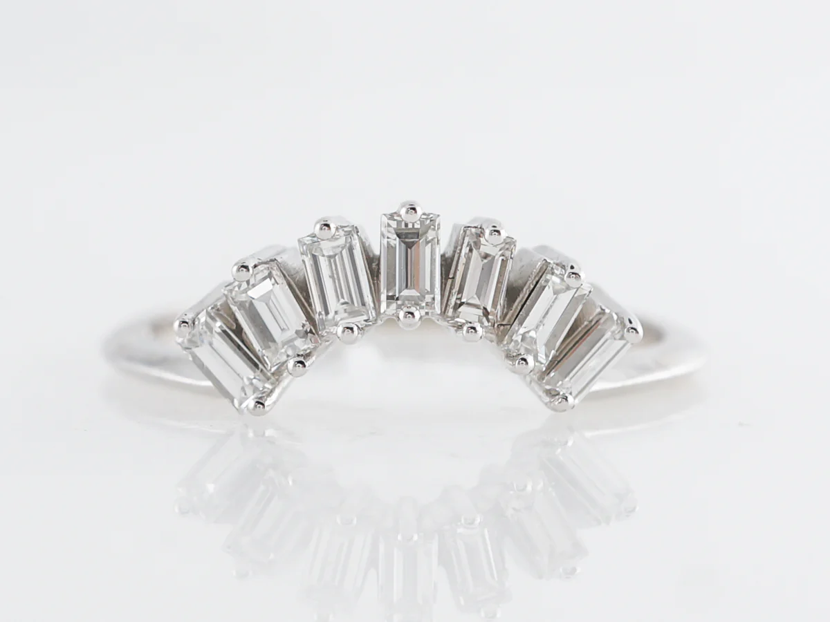 Curved Diamond Tiara Wedding Band in White Gold
