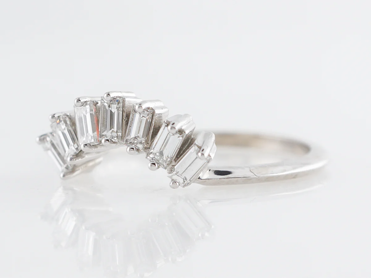 Curved Diamond Tiara Wedding Band in White Gold - Image 2