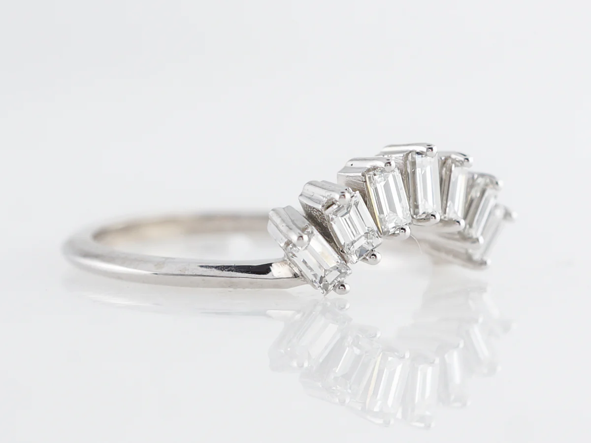 Curved Diamond Tiara Wedding Band in White Gold - Image 3