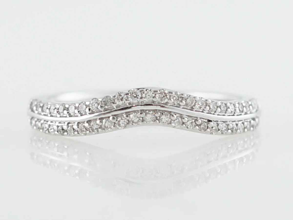 Curved Double Diamond Wedding Band in 14k
