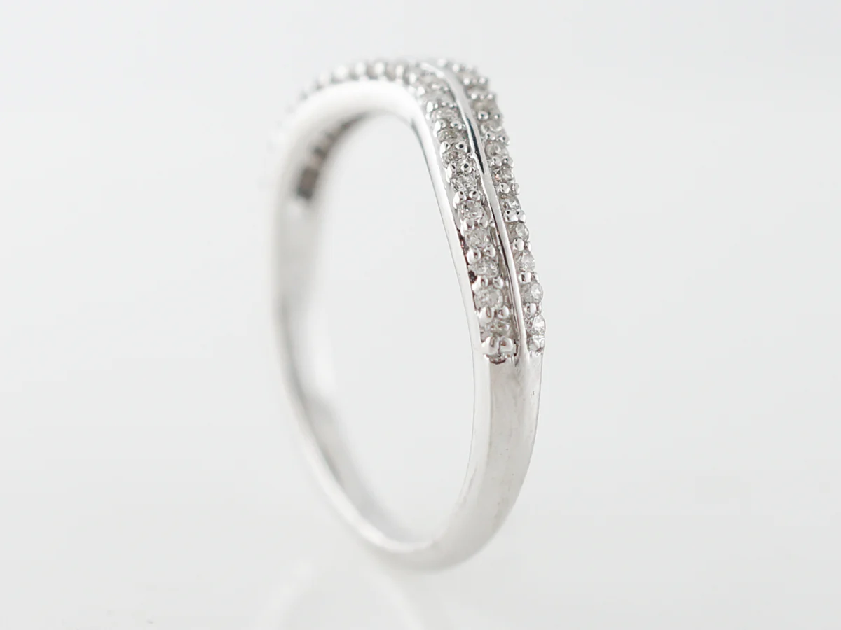Curved Double Diamond Wedding Band in 14k - Image 4