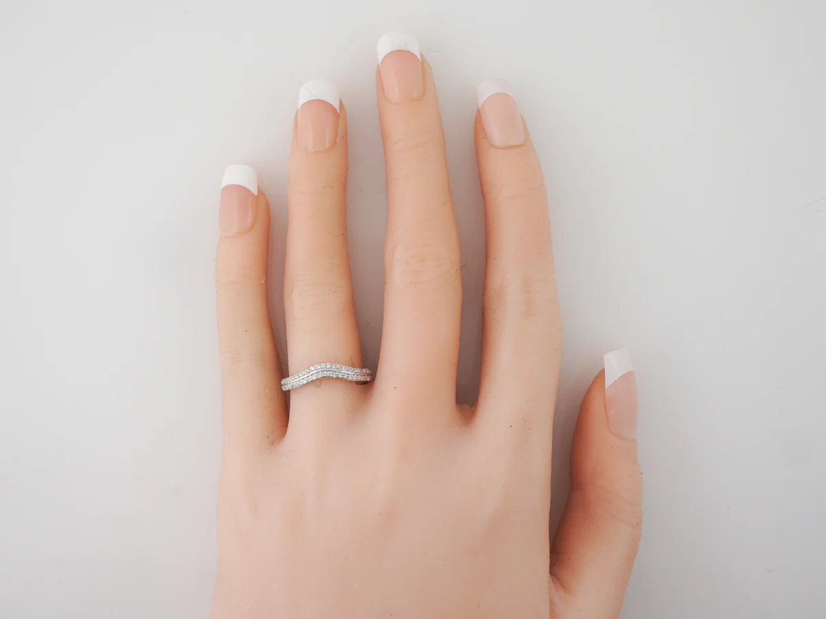 Curved Double Diamond Wedding Band in 14k - Image 5