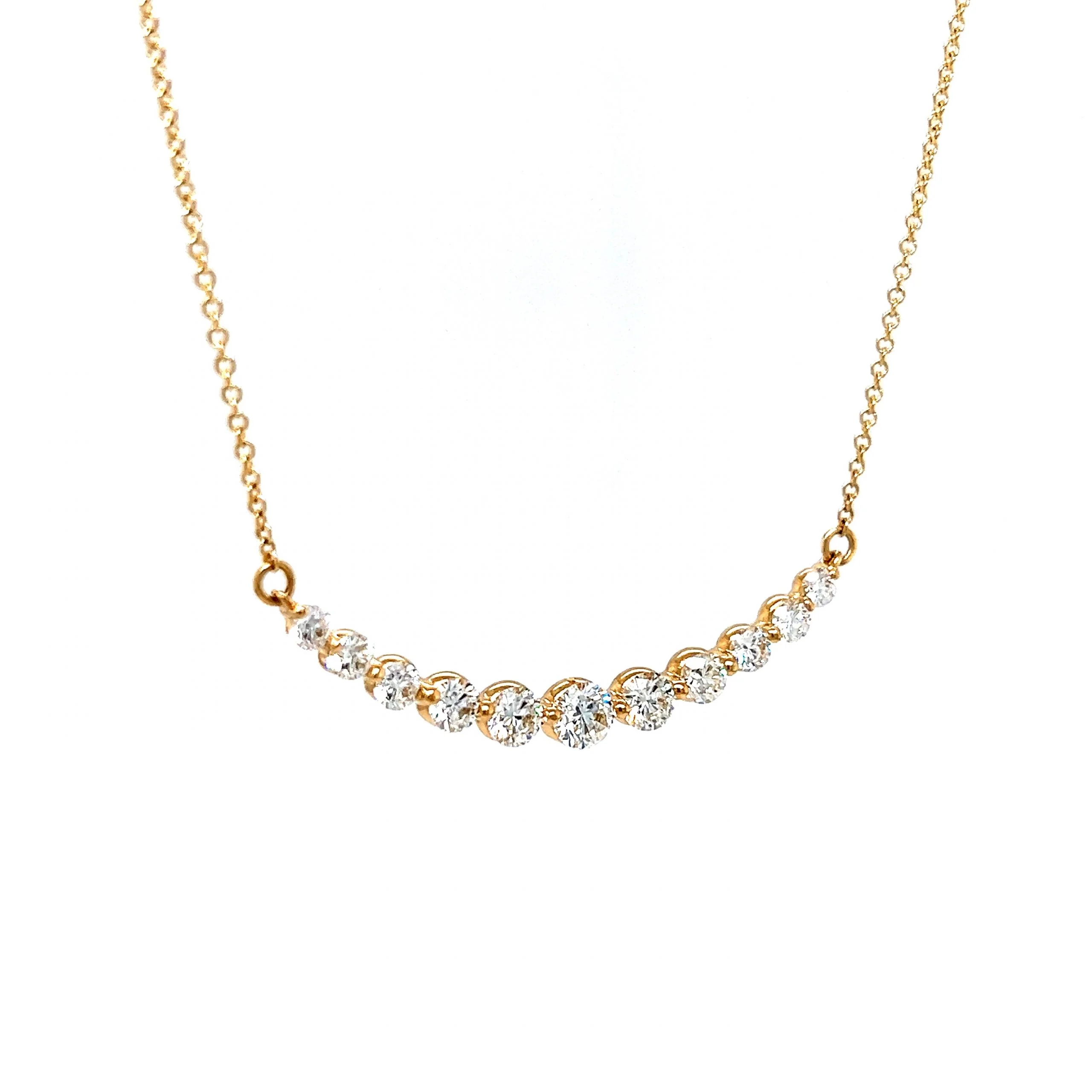 Curved Round Brilliant Diamond Necklace in 14k Yellow Gold - Image 4