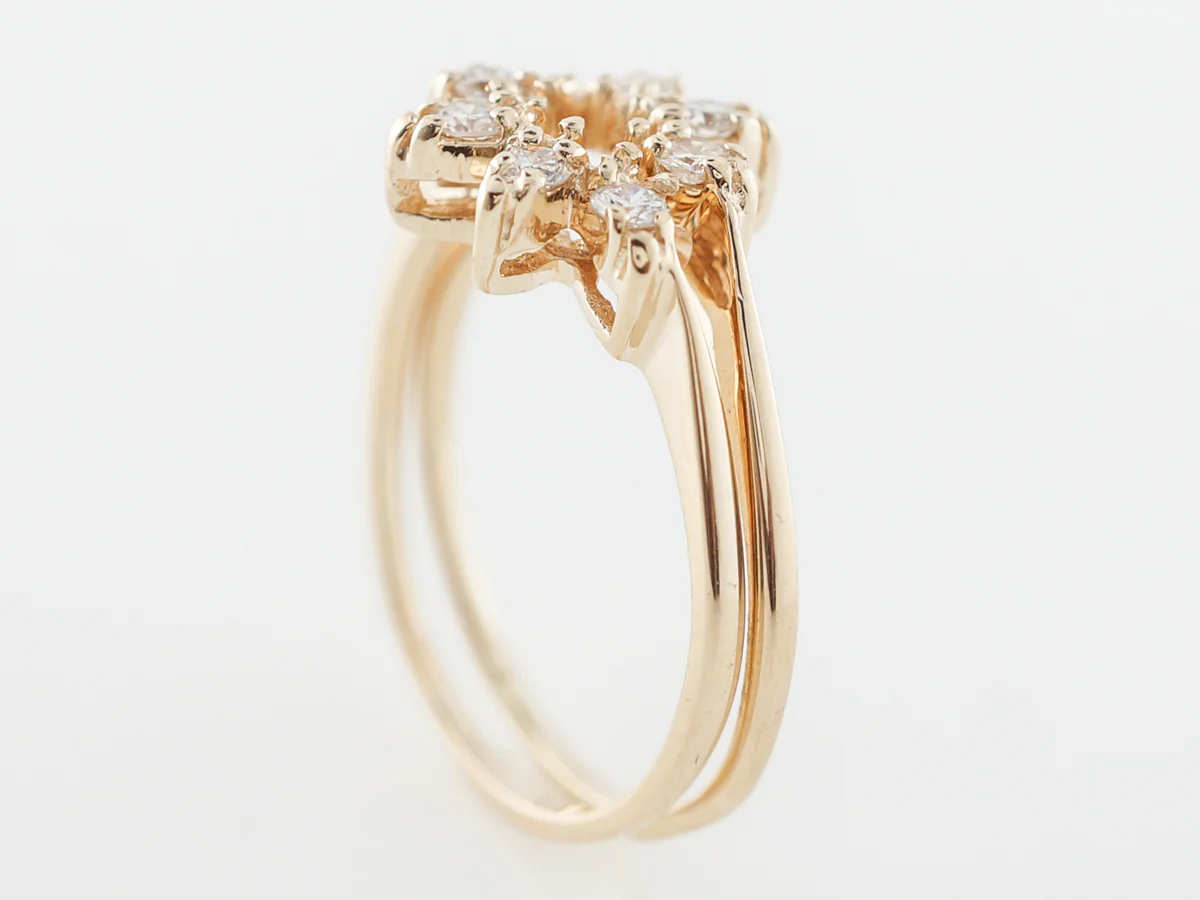 Curved Wedding Band Set w/ Diamonds 14k Yellow Gold - Image 4