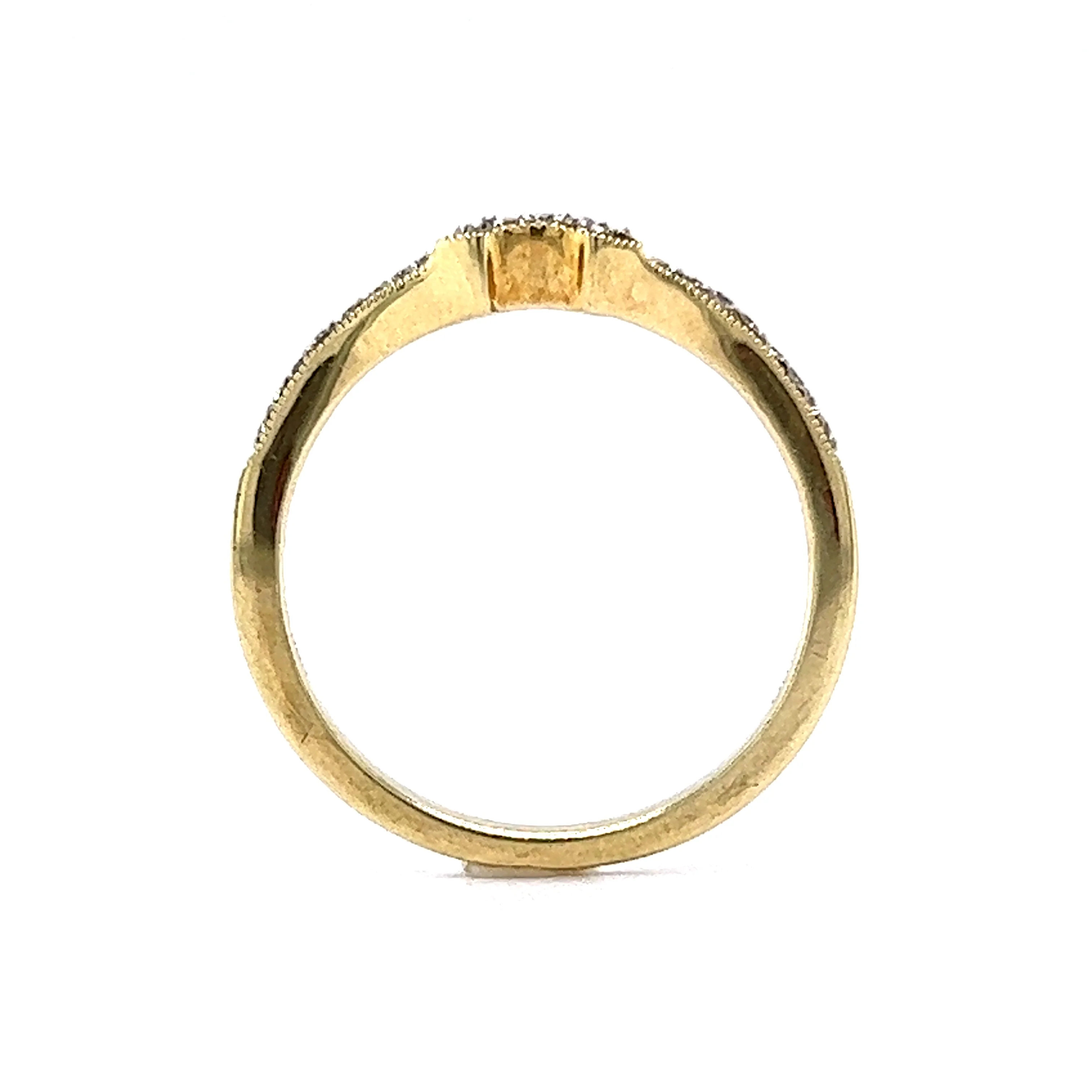 Curved Yellow Gold Diamond Wedding Band 14k - Image 4