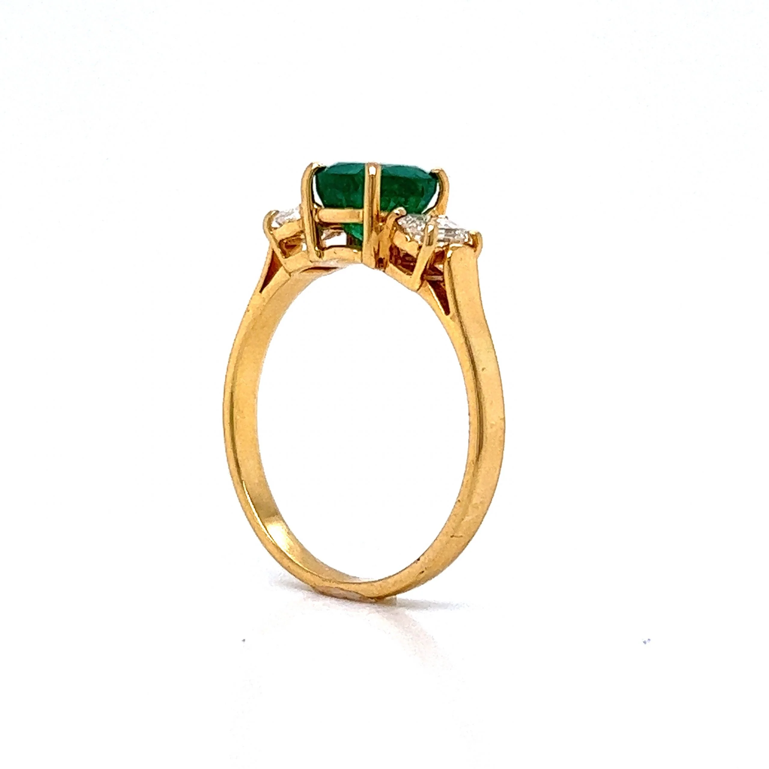 Cushion Cut Emerald & Diamond Ring in 18k Yellow Gold - Image 5