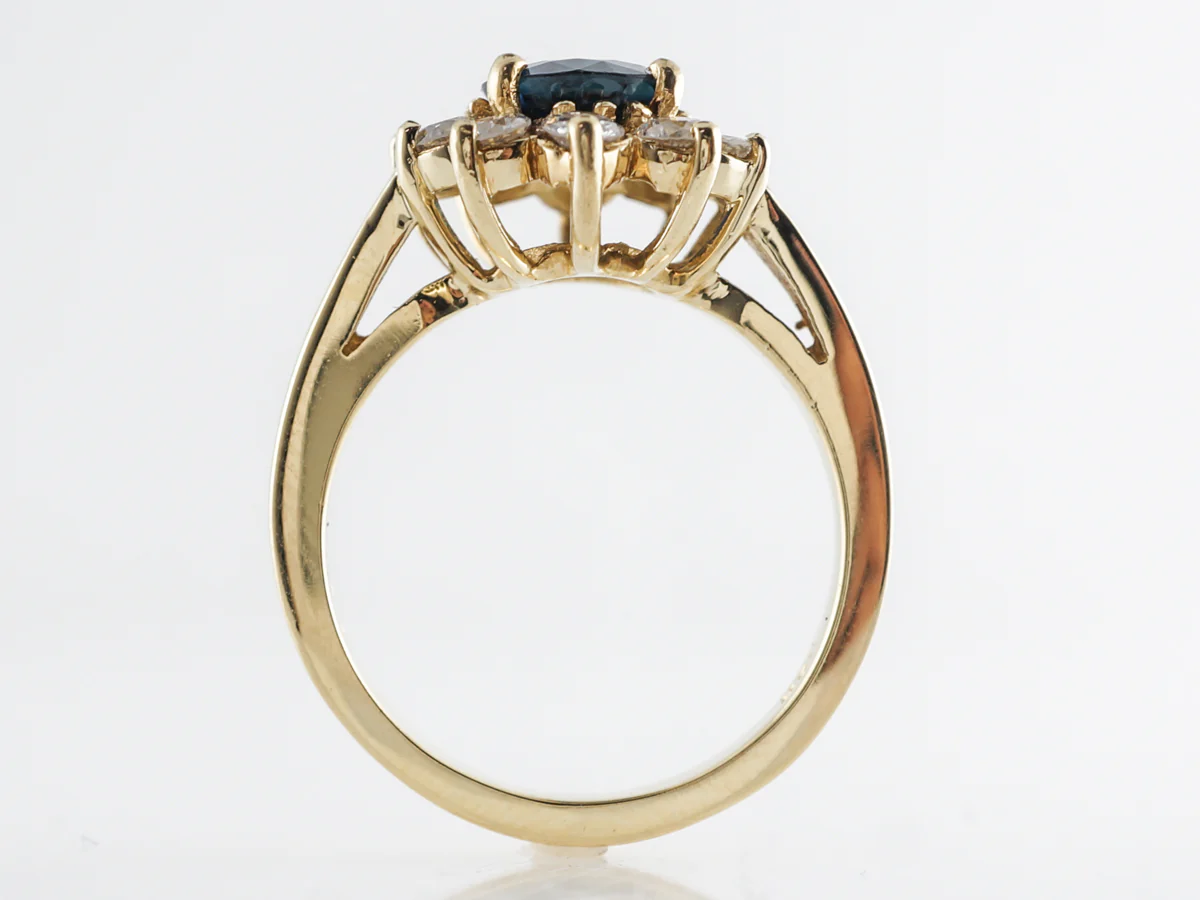 Cushion Cut Sapphire w/ Diamond Halo Engagement Ring in 18k - Image 4
