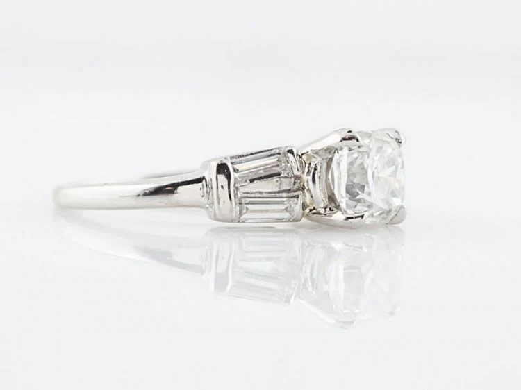 Cushion Cut Solitaire Diamond Engagement Ring Art Deco - Image 3