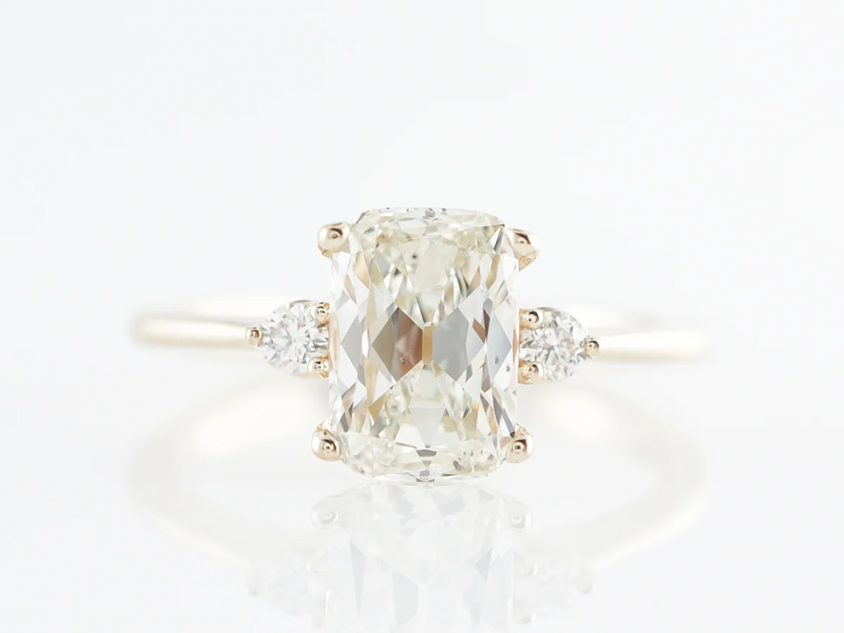 Custom Antique Cushion Cut Diamond Engagement Ring 14k