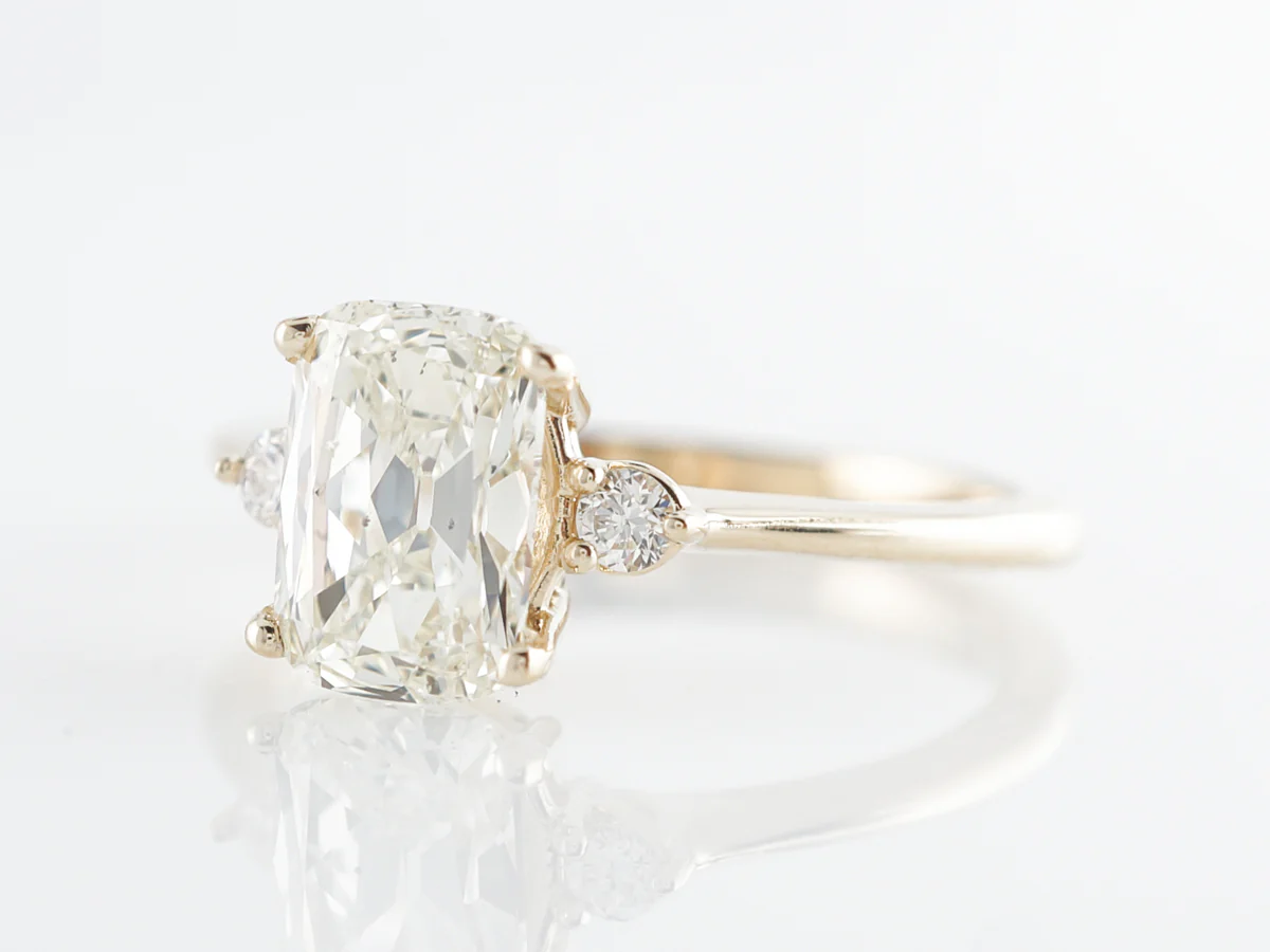Custom Antique Cushion Cut Diamond Engagement Ring 14k - Image 2