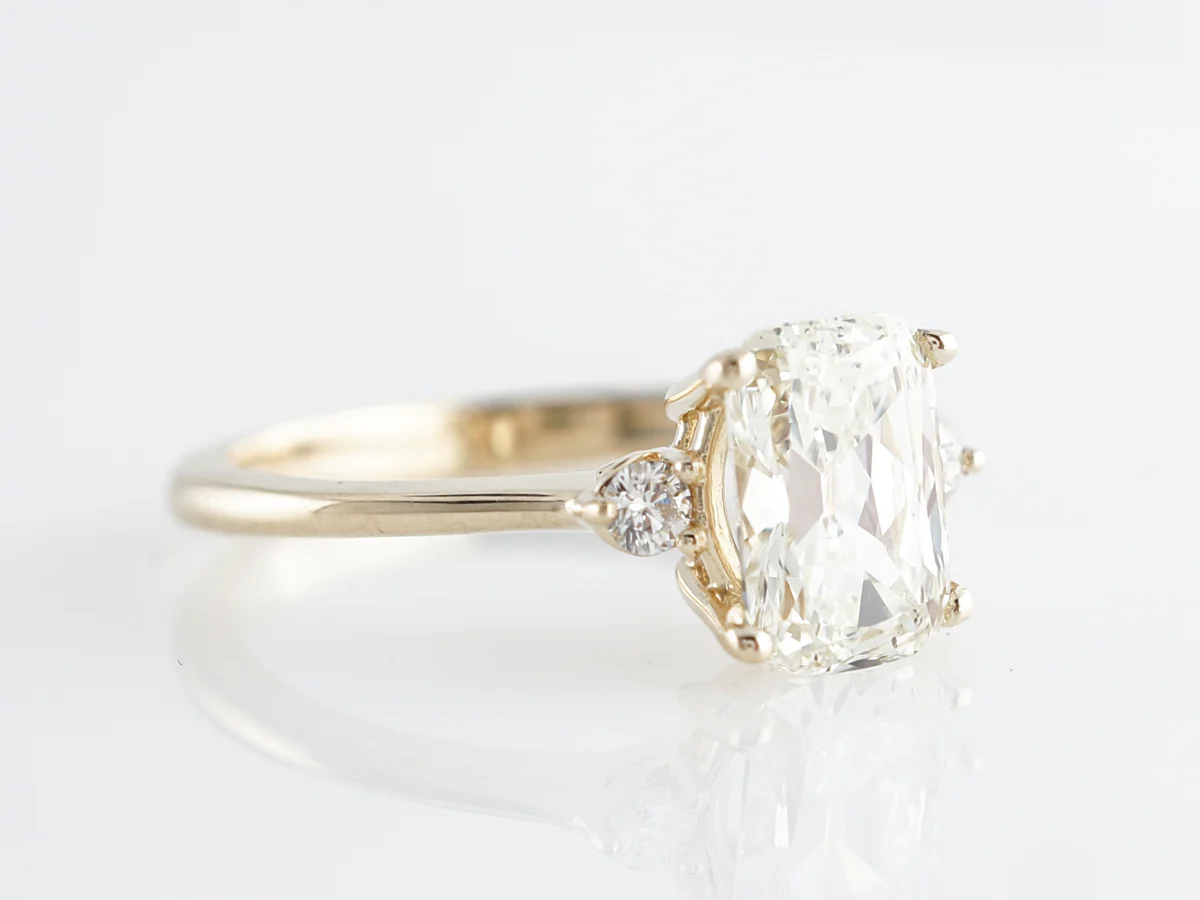 Custom Antique Cushion Cut Diamond Engagement Ring 14k - Image 3