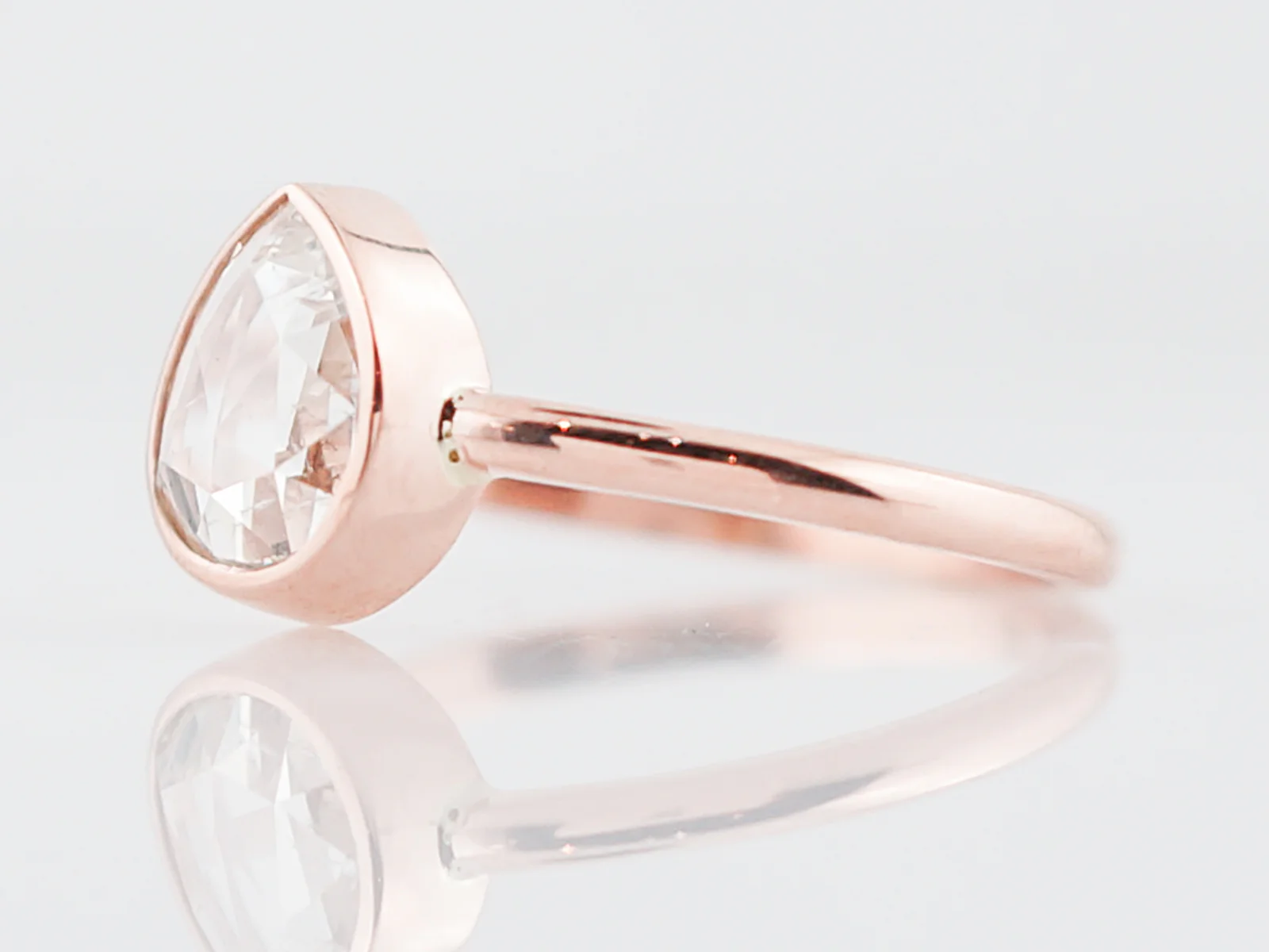 Custom Right Hand Ring Modern 1.27 Rose Cut Diamond in 14k Rose Gold - Image 2